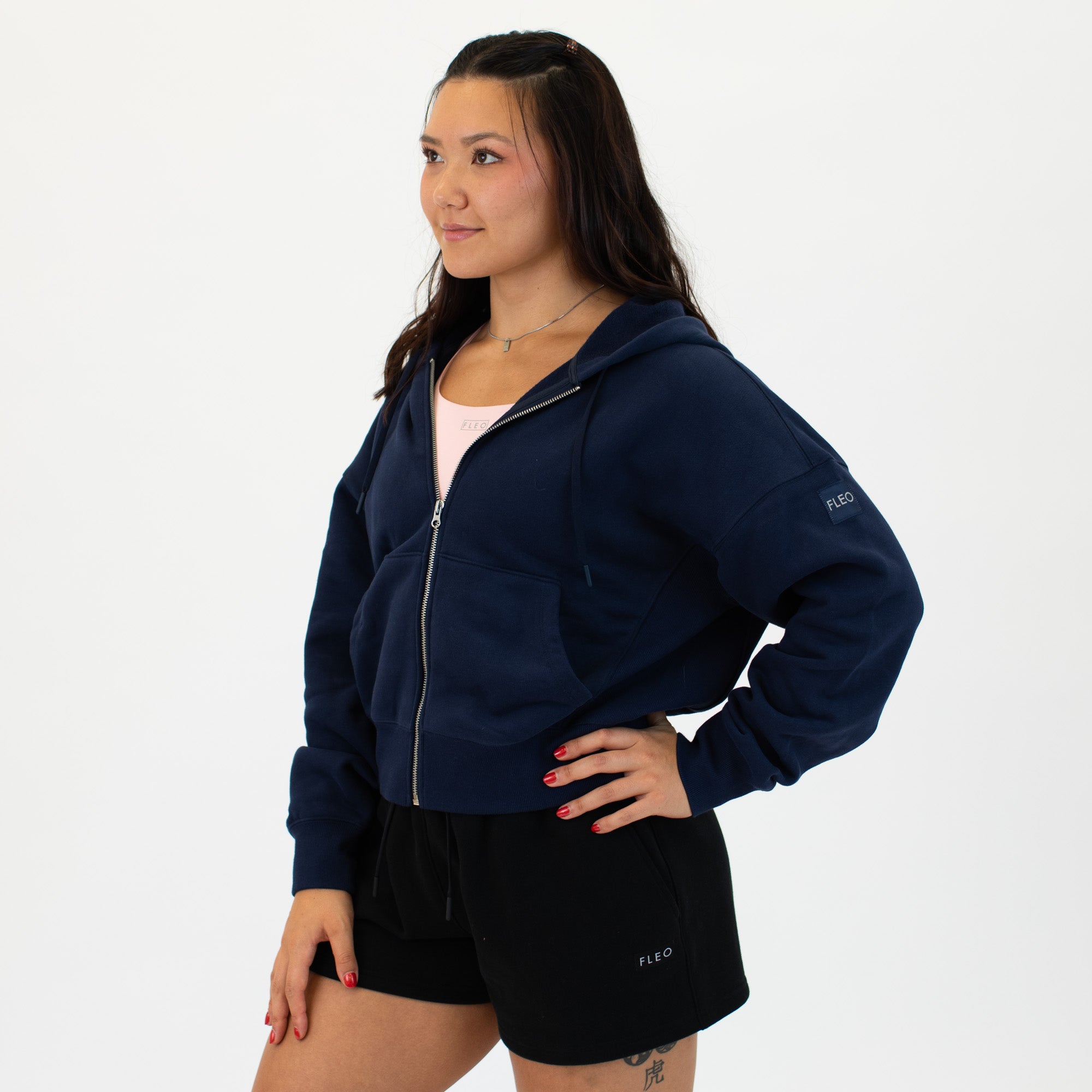 Essence Crop Zip Up Hoodie