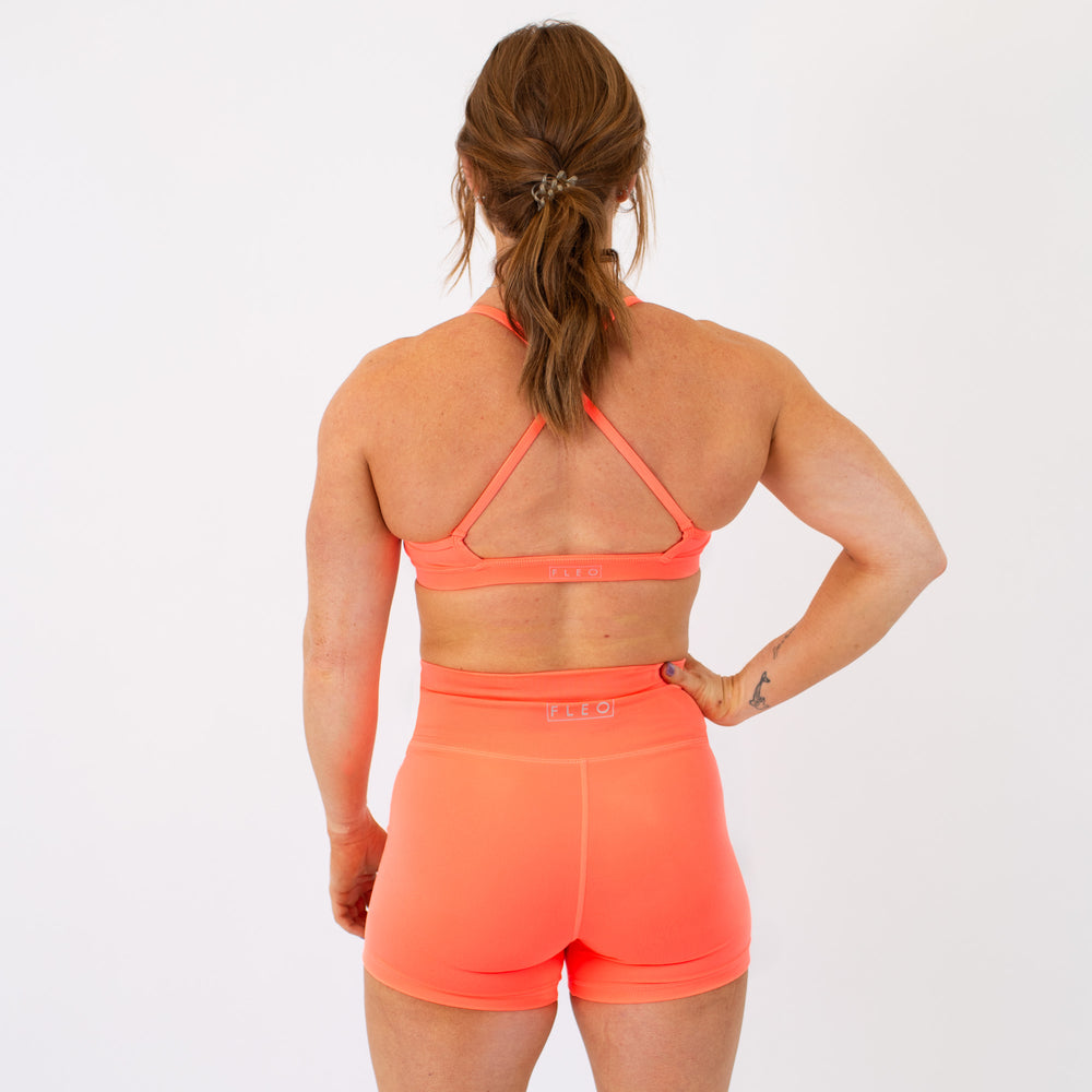 X Back Sports Bra - Chloe in Neon Coral