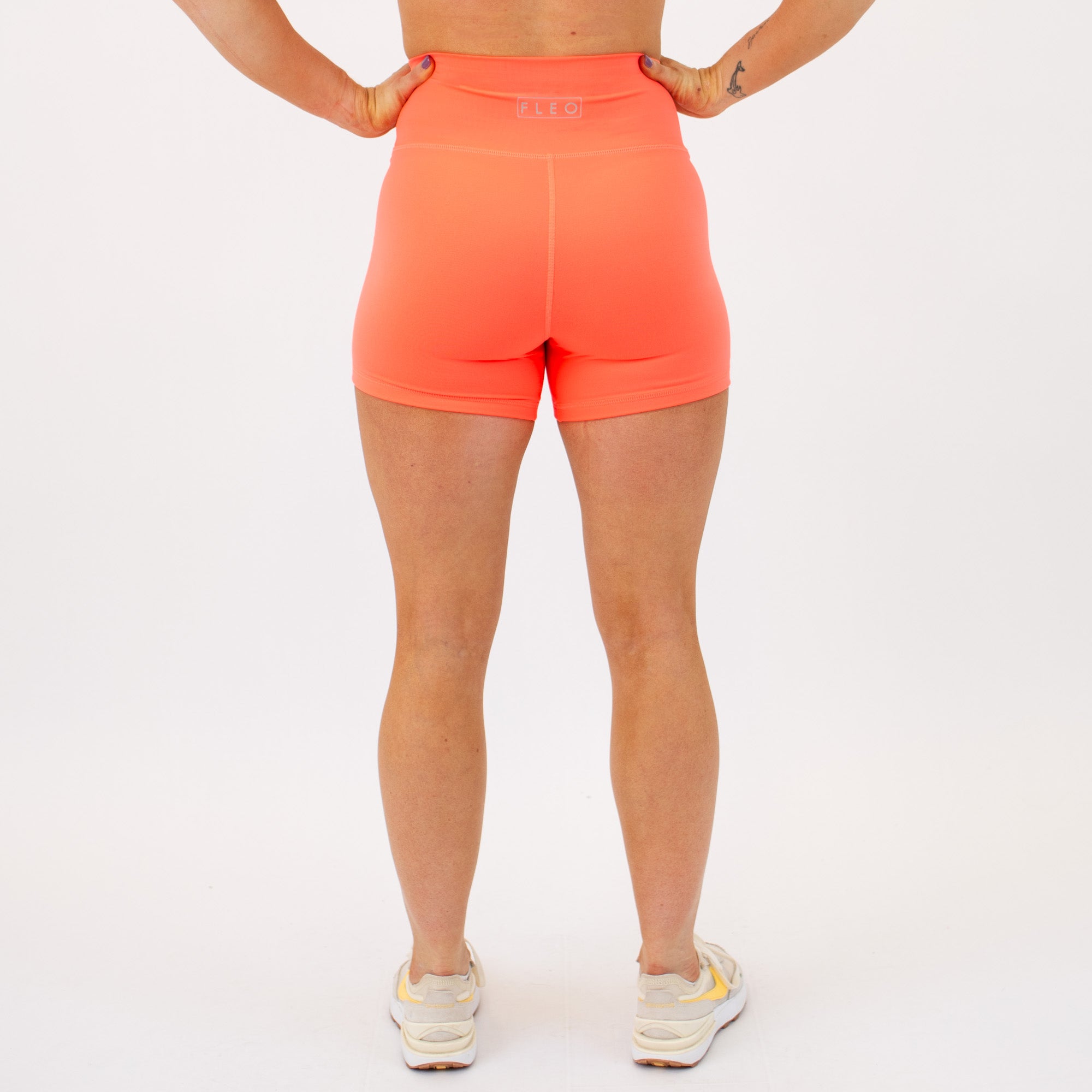 Neon Coral High Rise Spandex Shorts