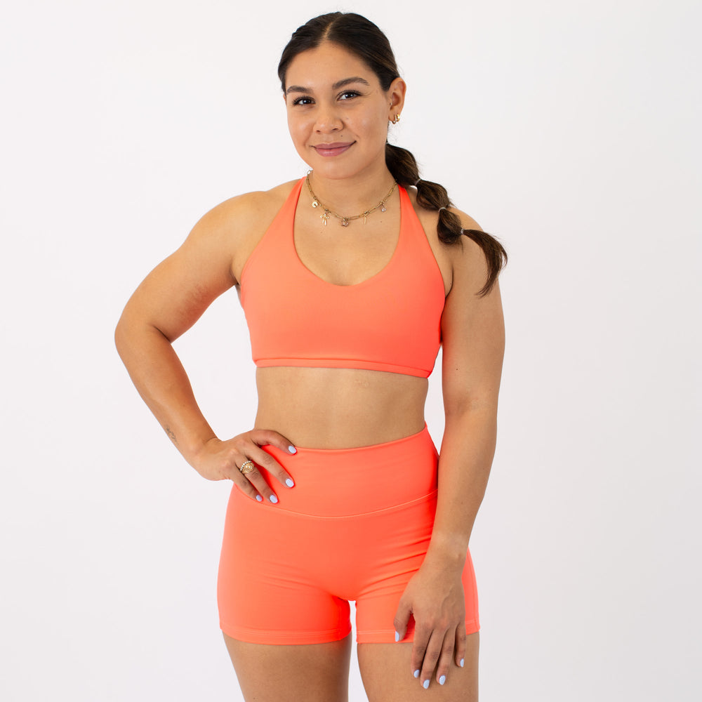 Logan V Neck Bralette - Neon Coral