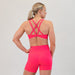 Neon Punch Scoop Neck Athletic Sports Bra - Neon Coral - Isla 