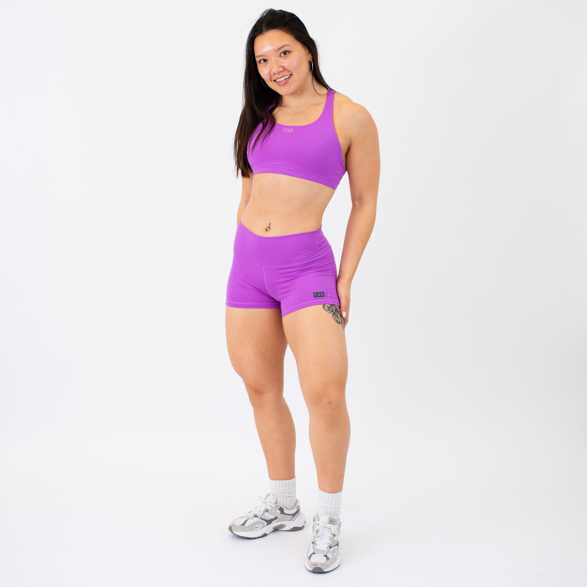 Heather Neon Purple Apex Contour Training Shorts For Women