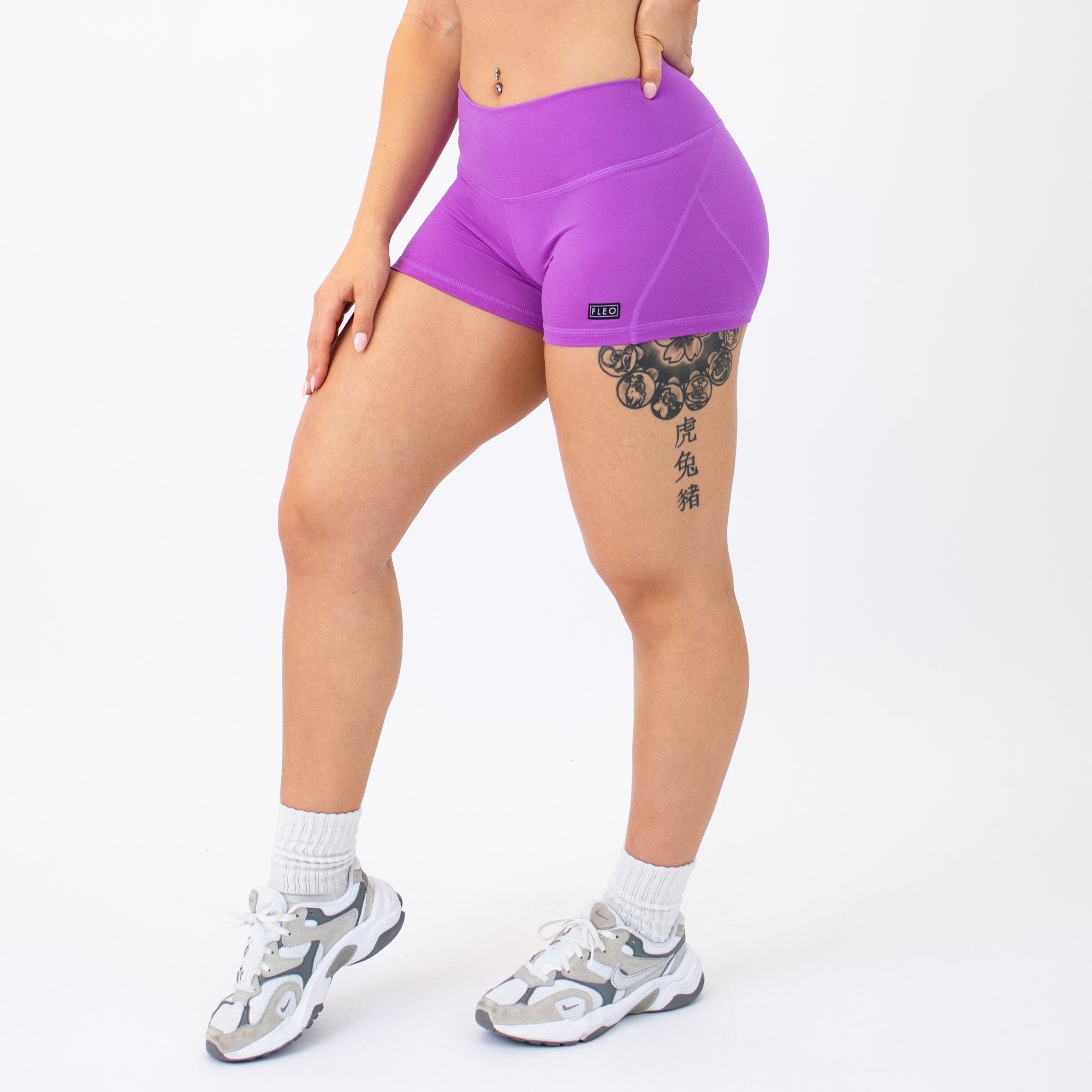 Heather Neon Purple Apex Contour Training Shorts For Women