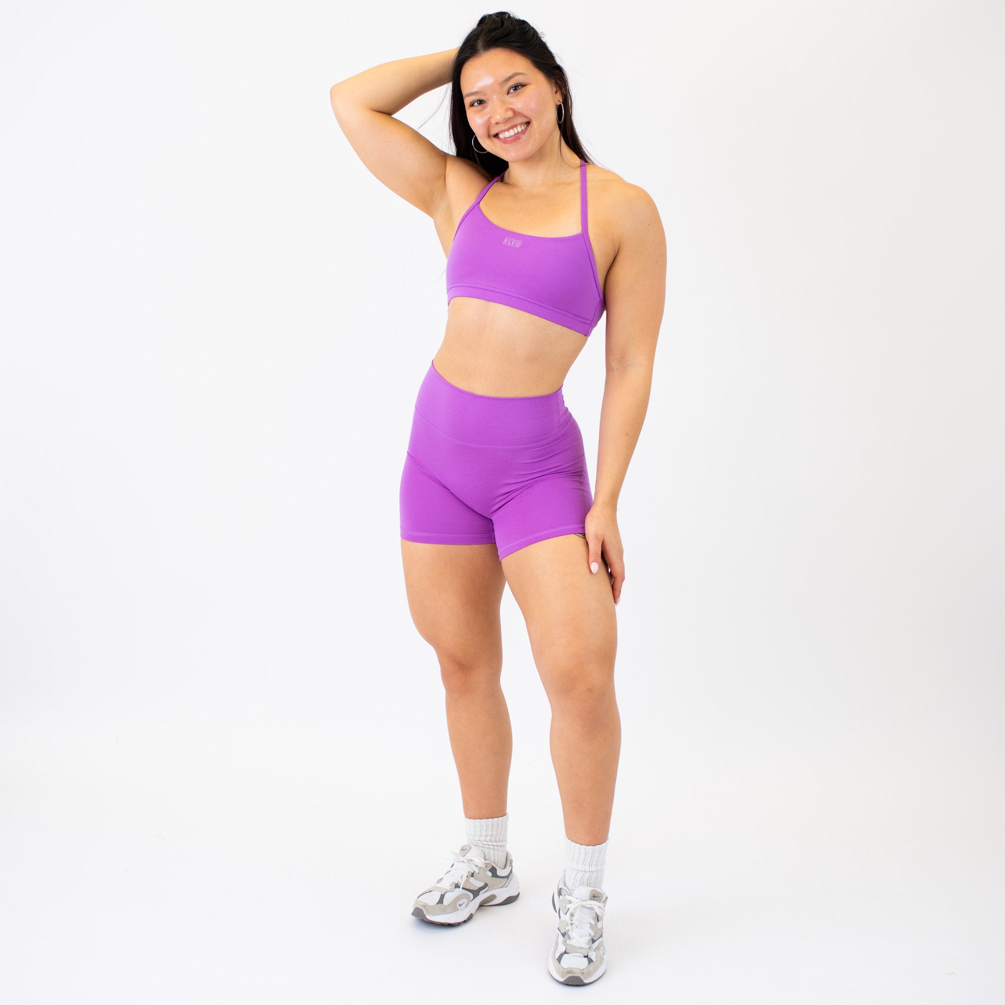 Loop Back Sports Bra - Heather Neon Purple
