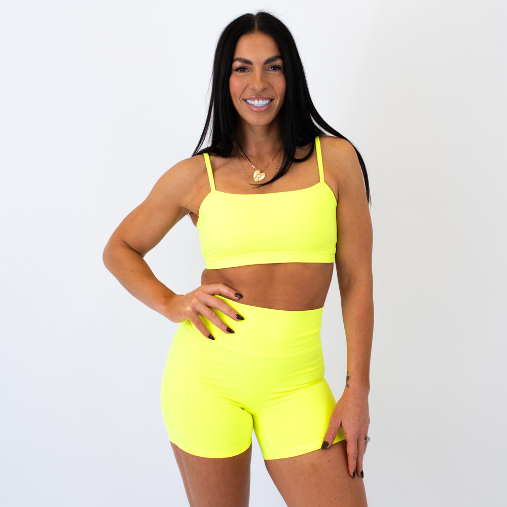 Neon Yellow Bandeau Sports Bra