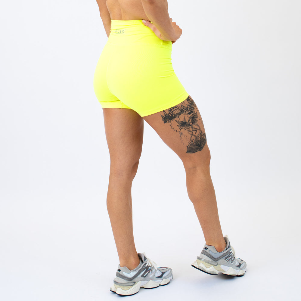 Neon Yellow High Rise Spandex Shorts