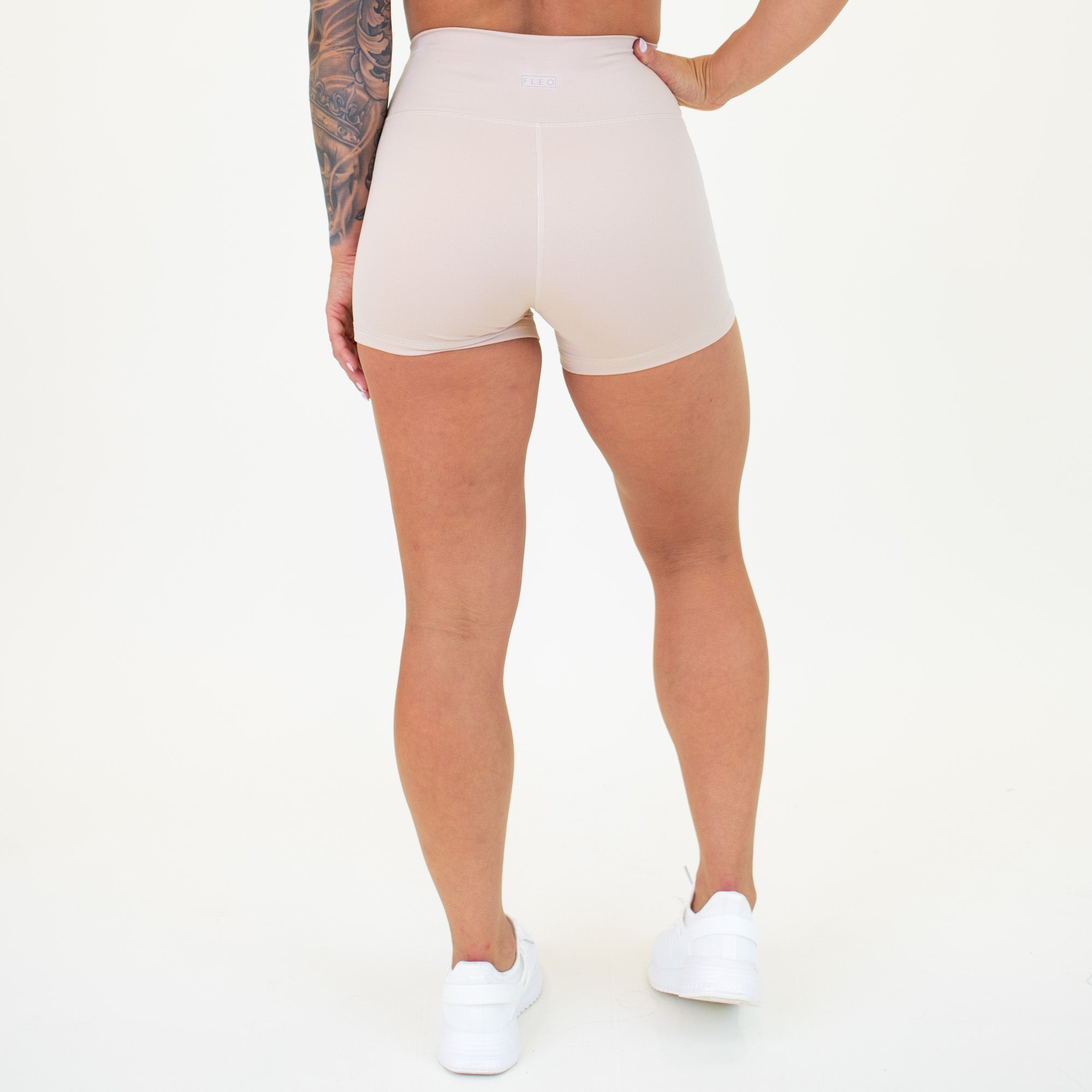 Neutral Sand No Front Seam High Rise Spandex Shorts