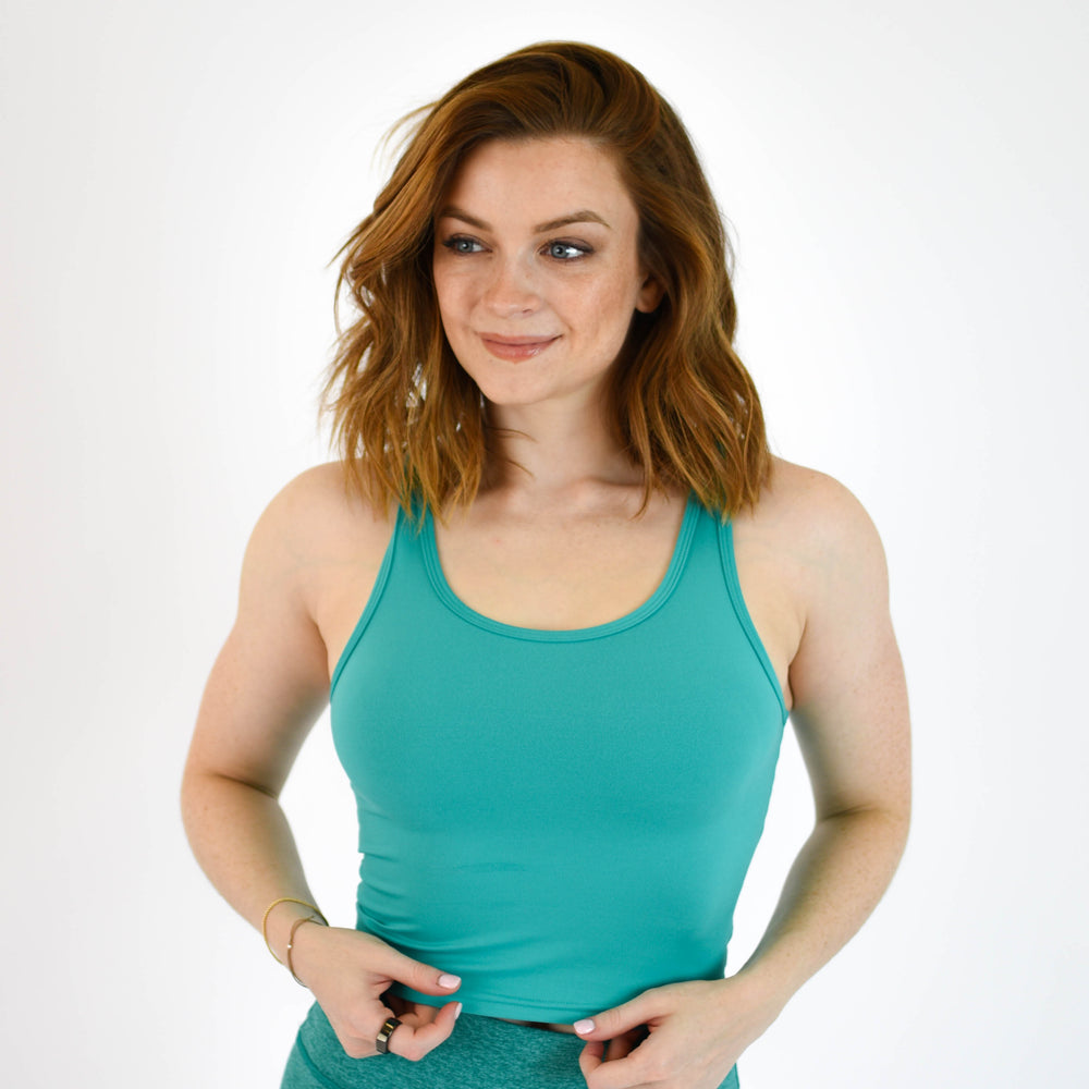 Low Back Crop Tank - Columbia Blue Breeze