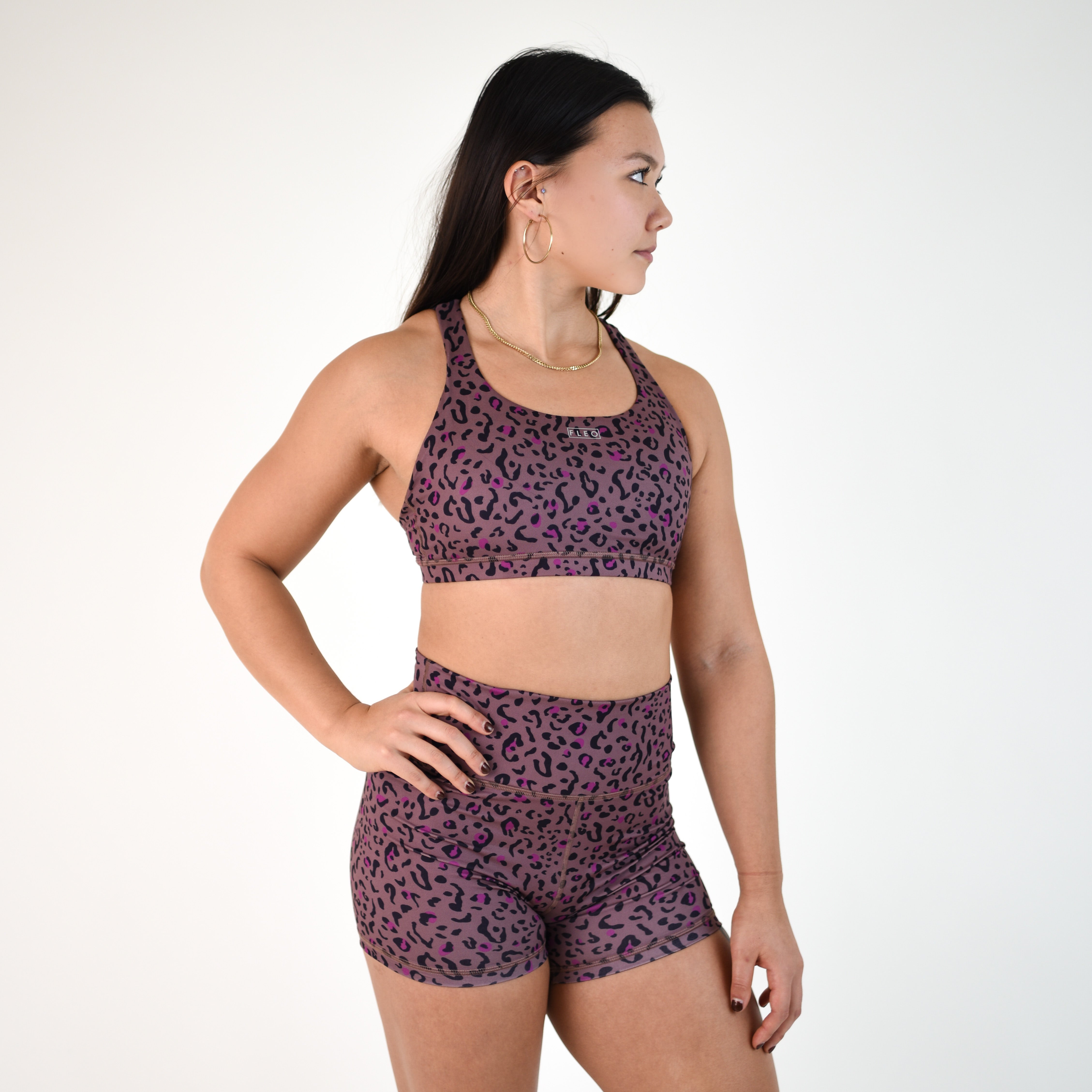 Brown Leopard Scoop Neck Sports Bra - Isla