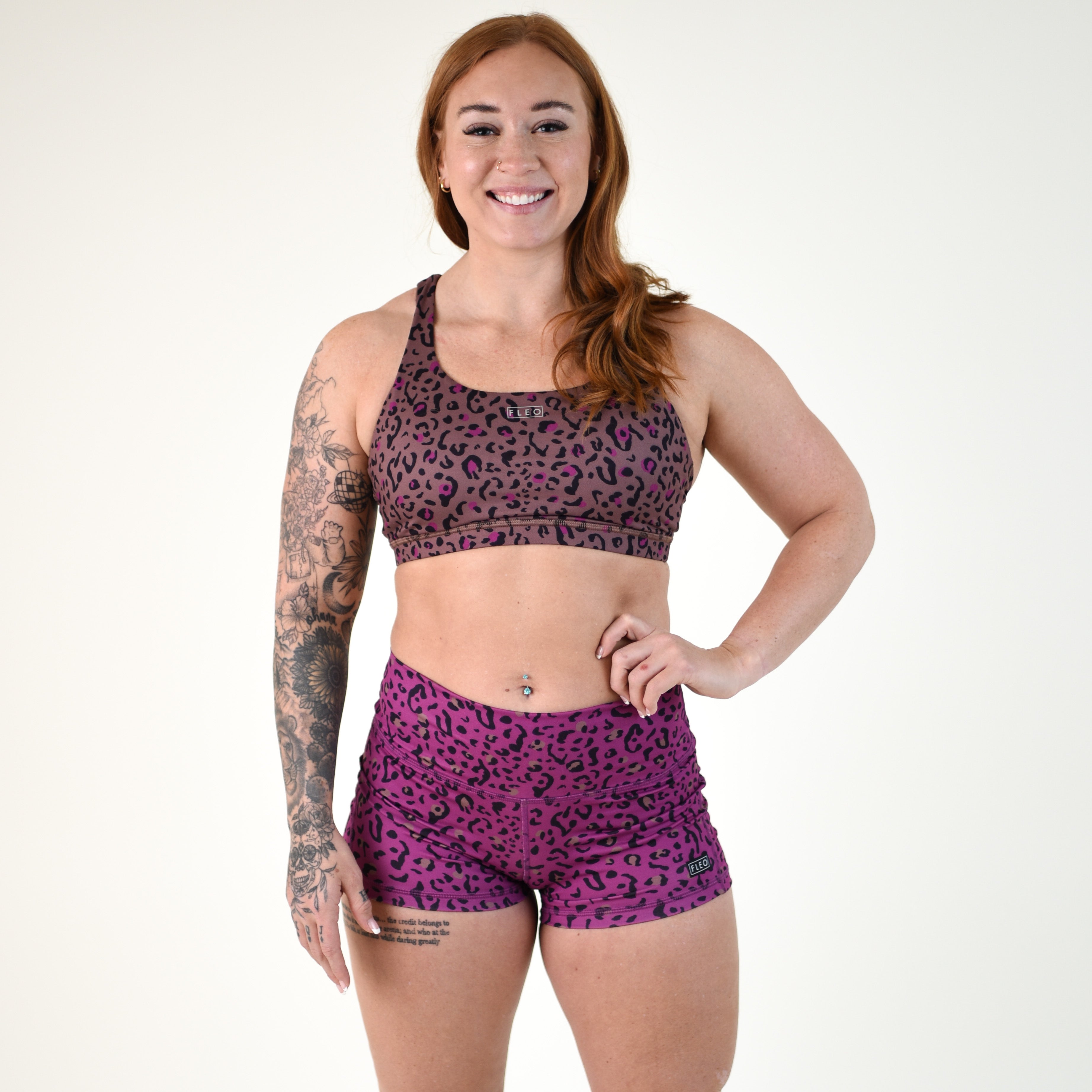 Brown Leopard Scoop Neck Sports Bra - Isla