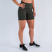 Olive No Front Seam Training Short - Pedal