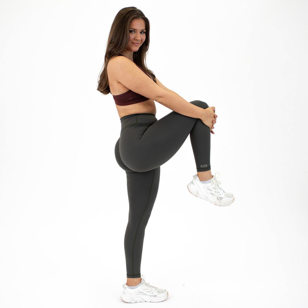 Olive Contoured Workout Legging - Go Go - Curved High Rise