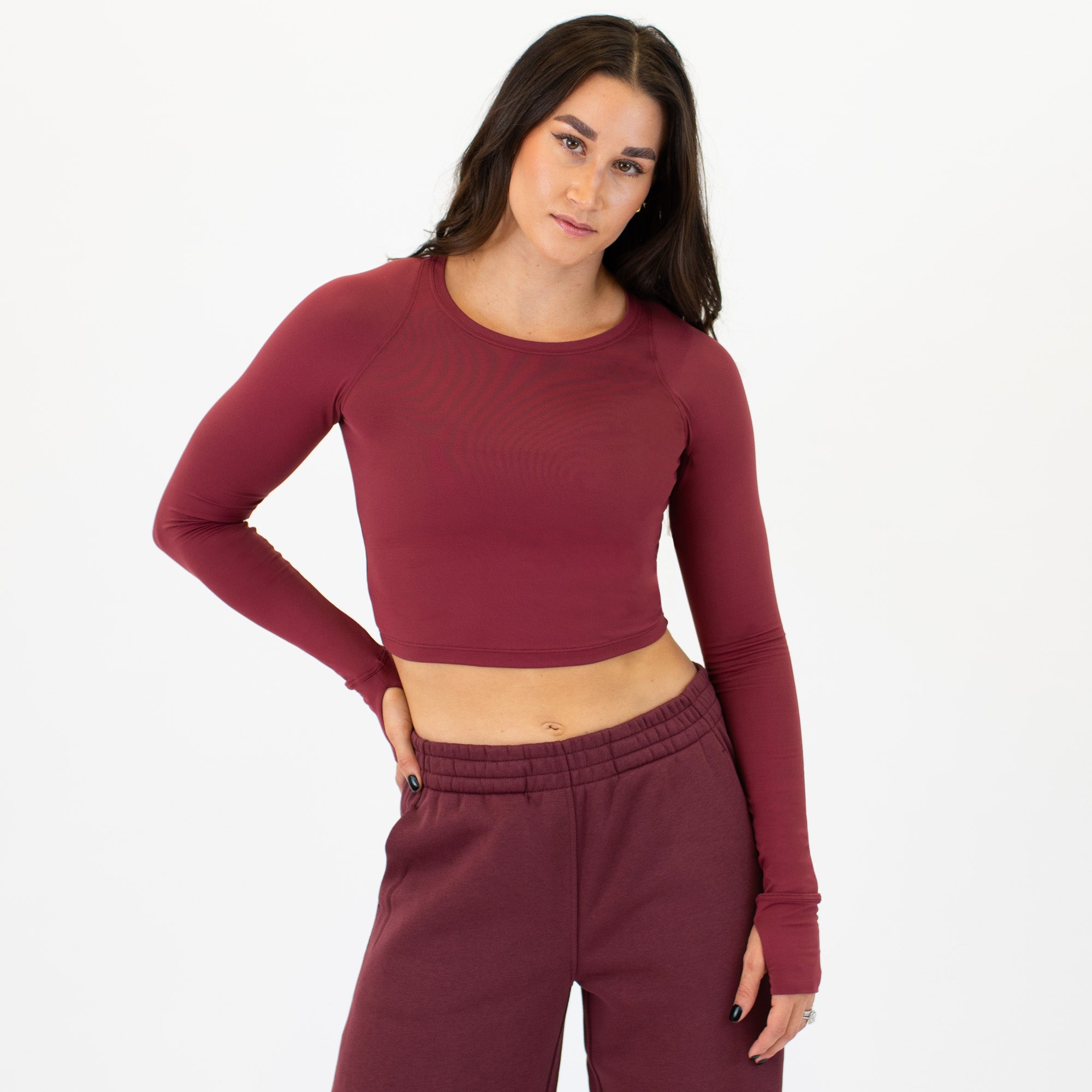 Oxblood Red Foundation Crop Long Sleeve