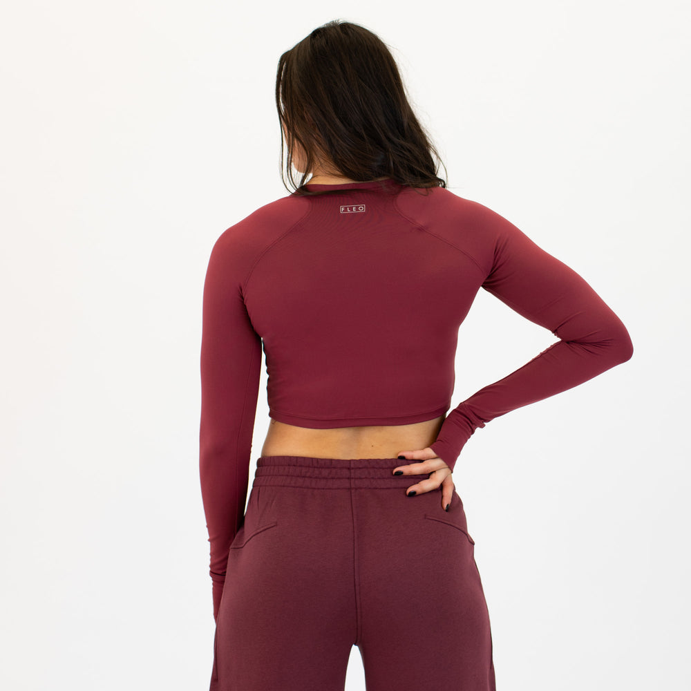 Oxblood Red Foundation Crop Long Sleeve