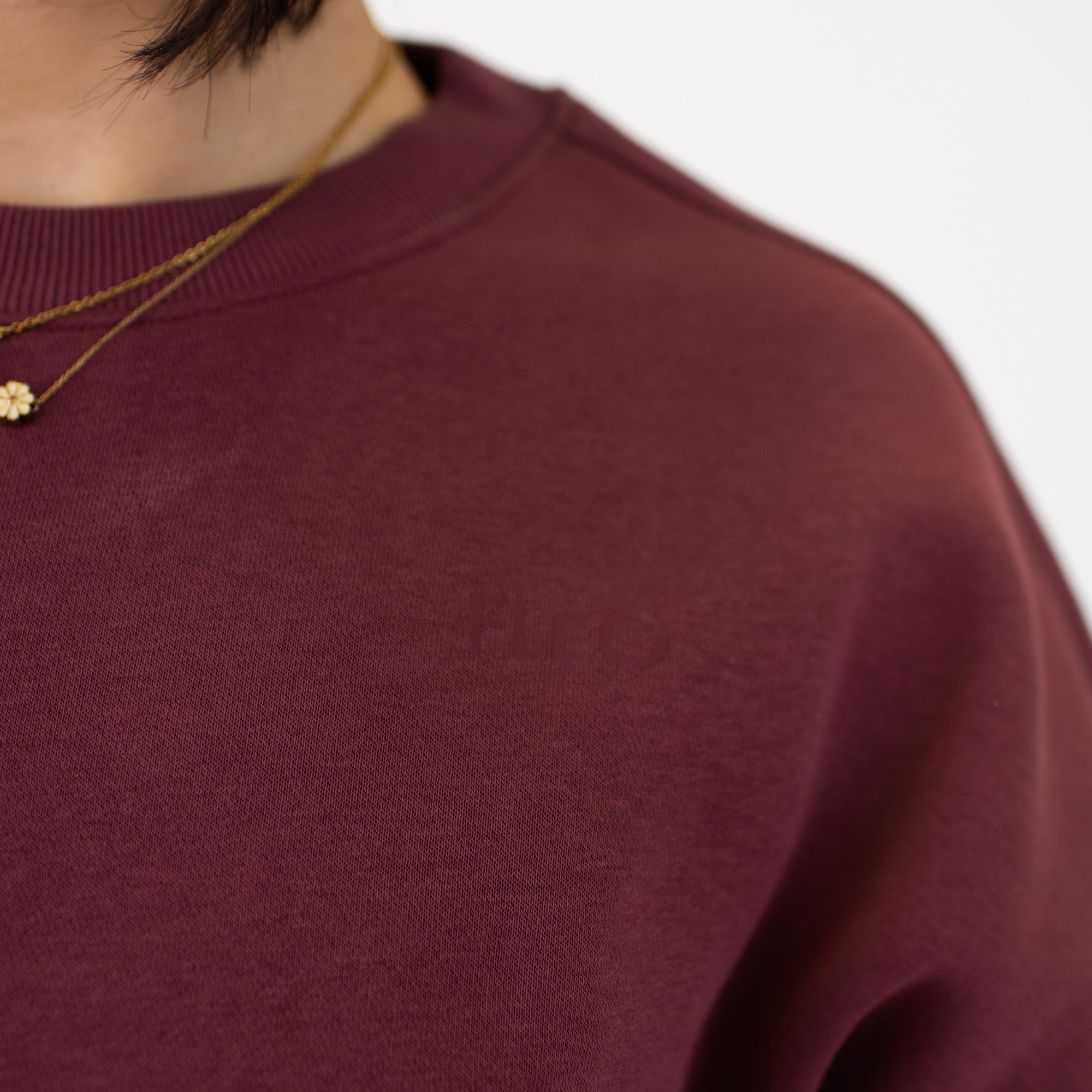 Affinity Crop Crewneck Sweatshirt - Oxblood Red