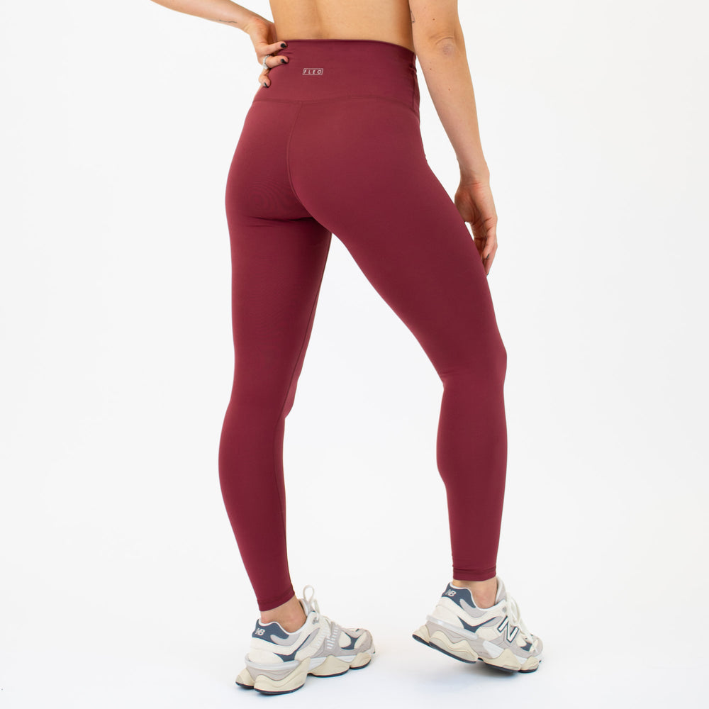 Oxblood Red Super High Leggings - Bounce Fabric