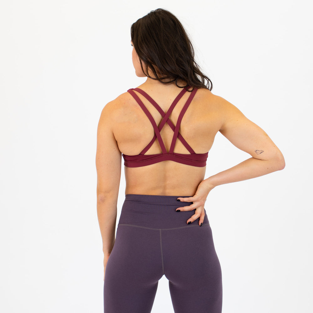 Oxblood Red Sports Bra - Isla Scoop Neck