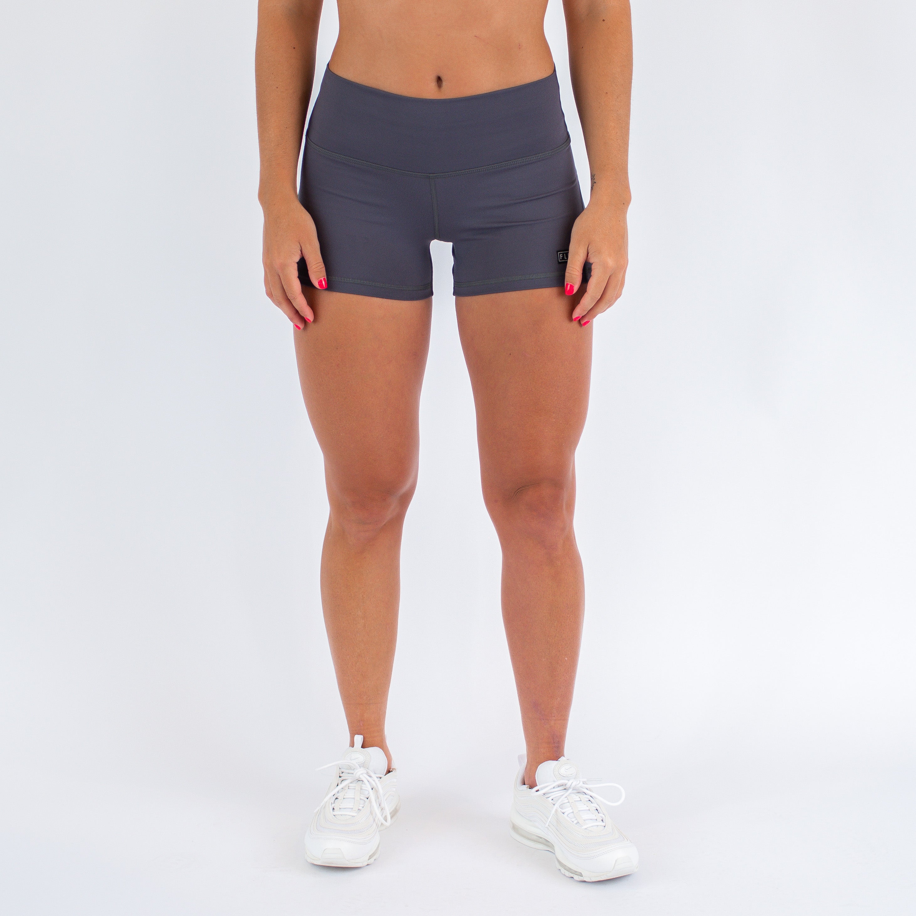 Periscope Blue Mid Rise Contour Training Shorts For Women