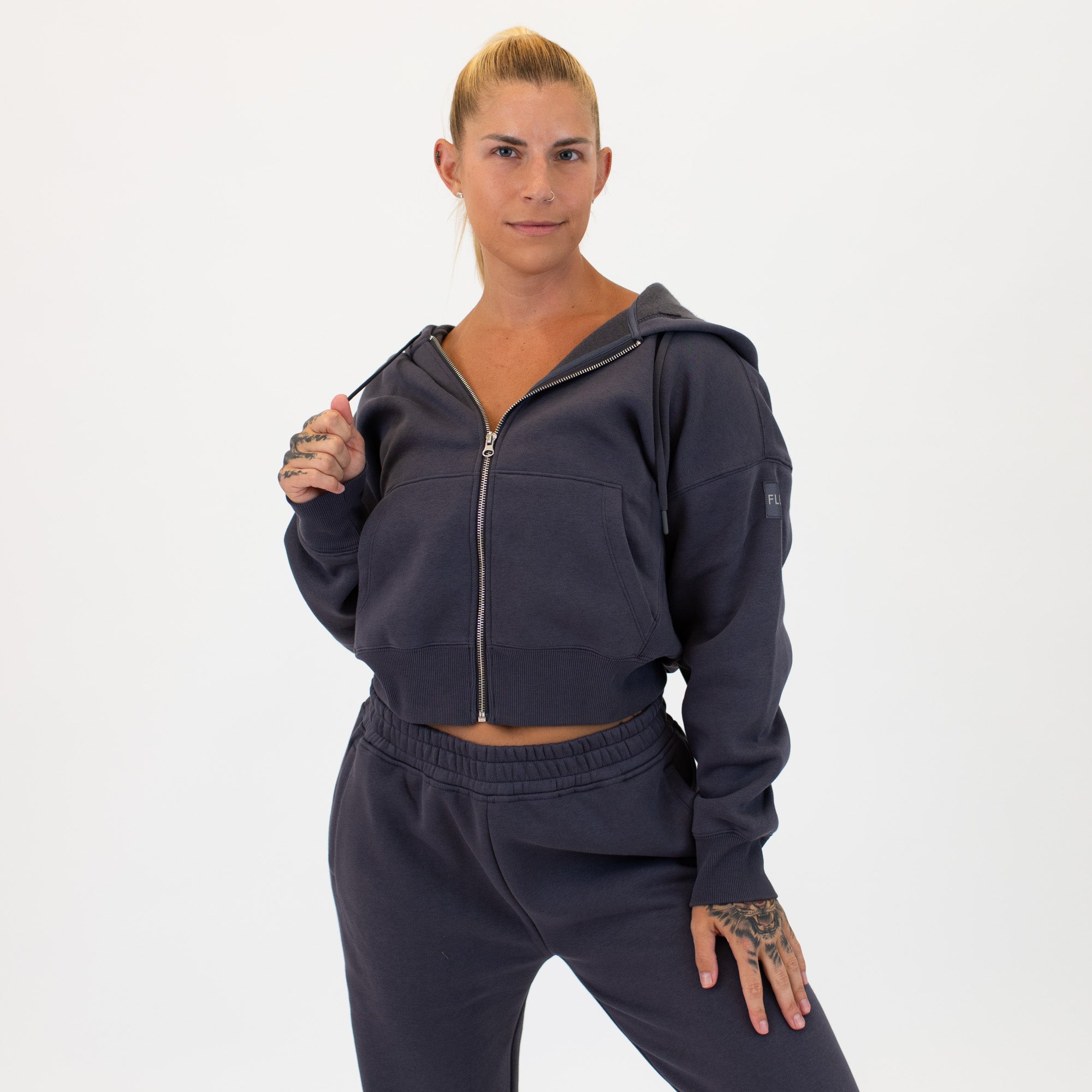 Essence Crop Zip Up Hoodie