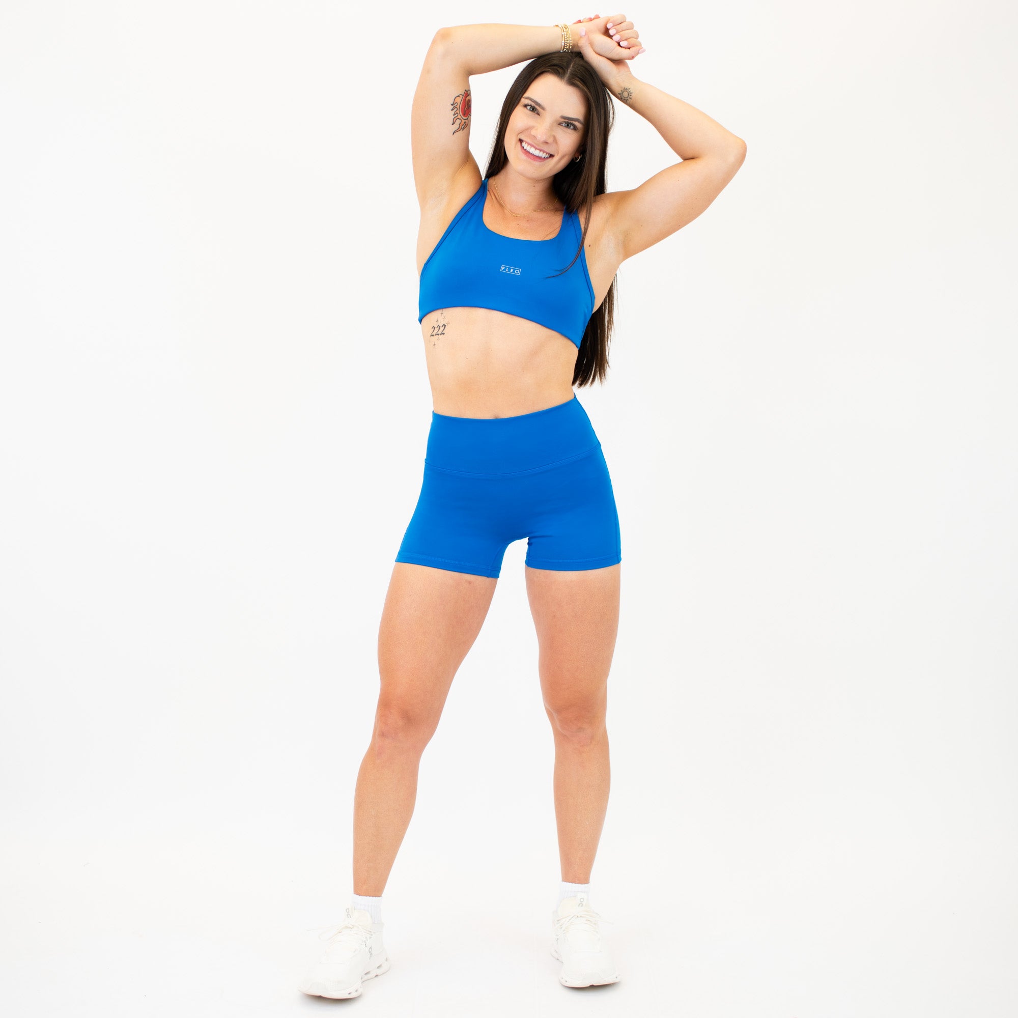 Blue No Front Seam High Rise Spandex Shorts