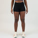 Black Rib No Front Seam High Rise Spandex Shorts