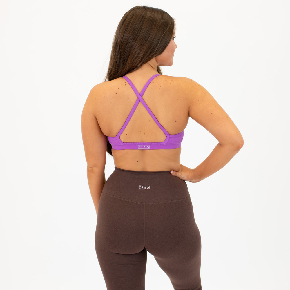 X Back Sports Bra - Chloe in Neon Purple