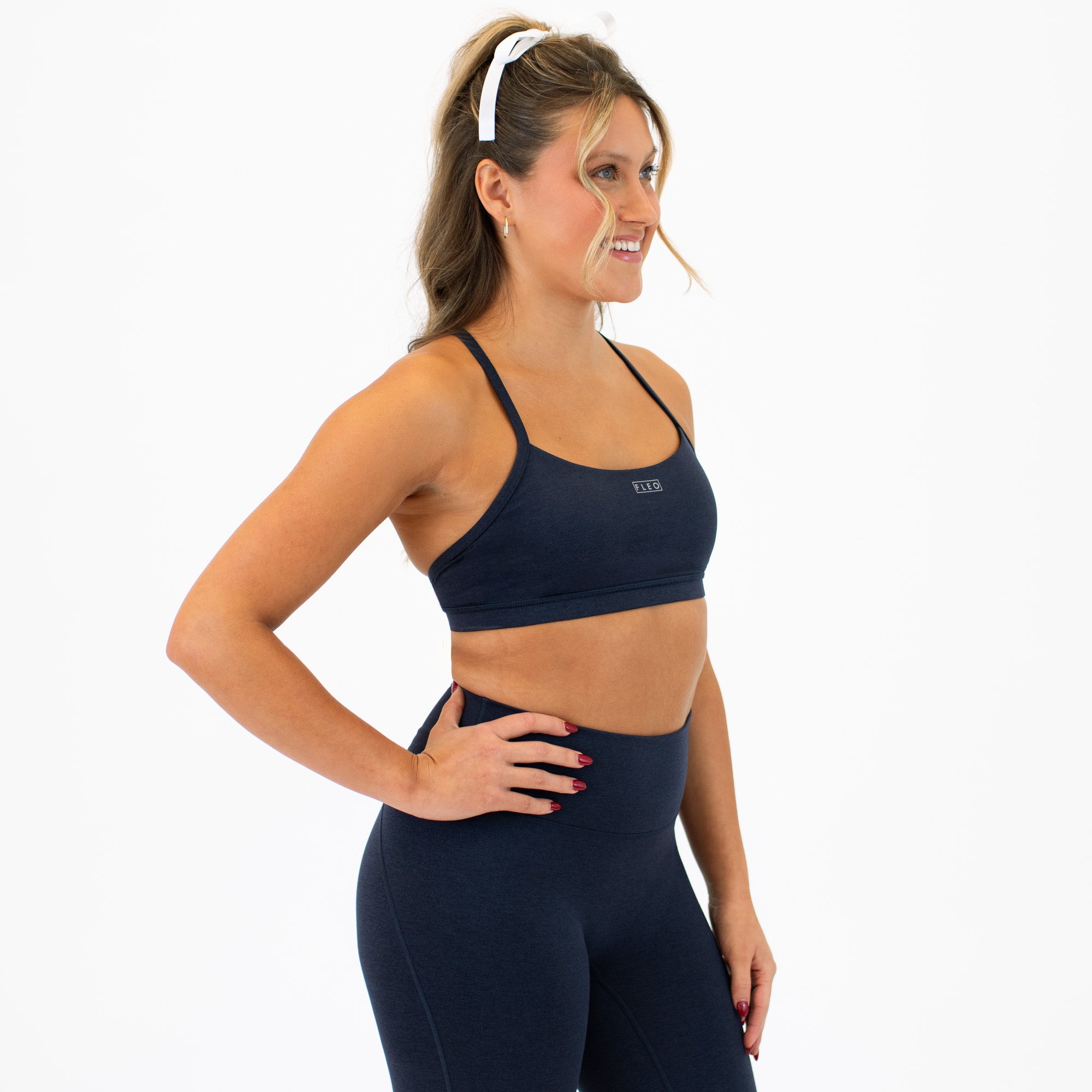 Loop Back Sports Bra - Heather Dark Sapphire