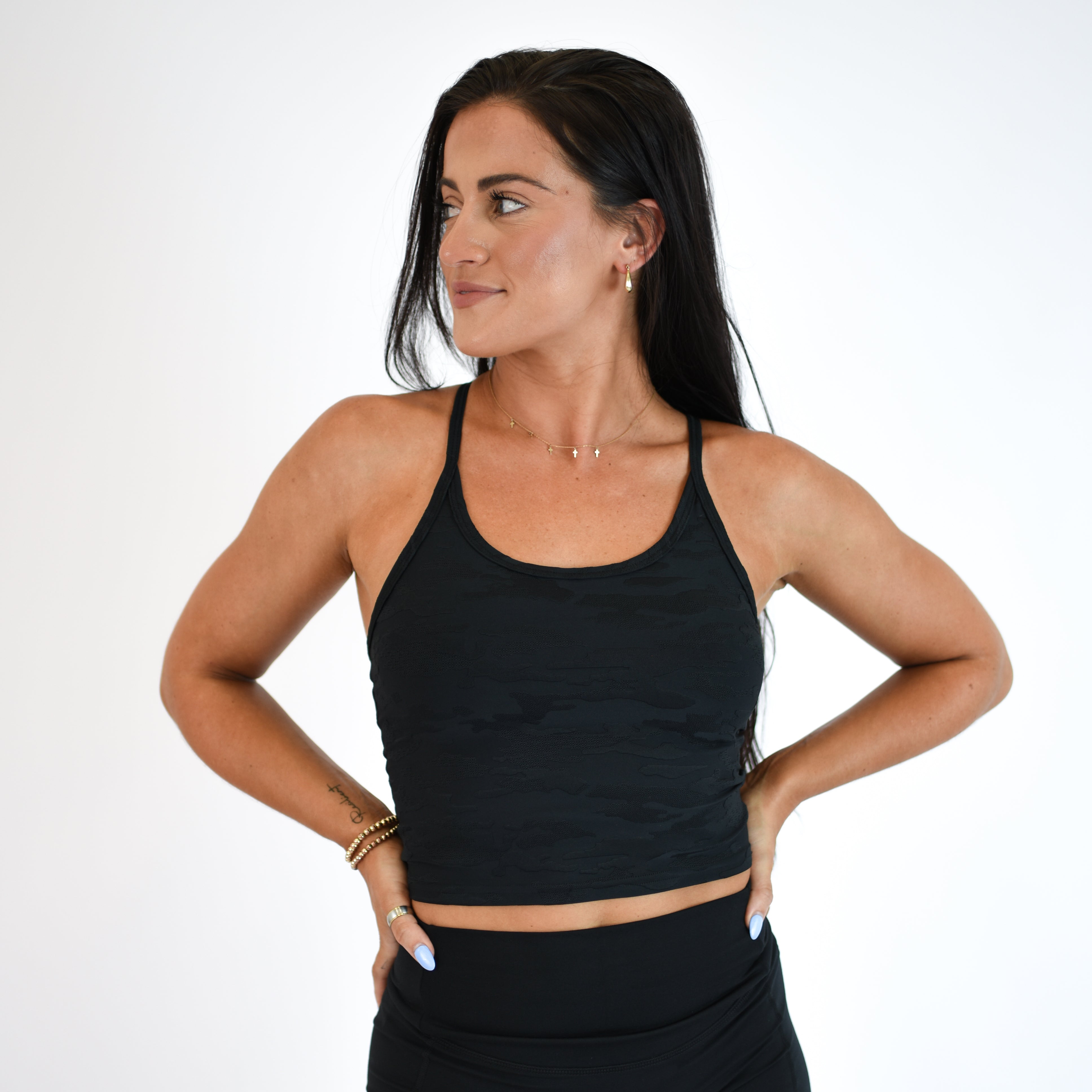 Black Pointelle Crop Tank - Switch Up