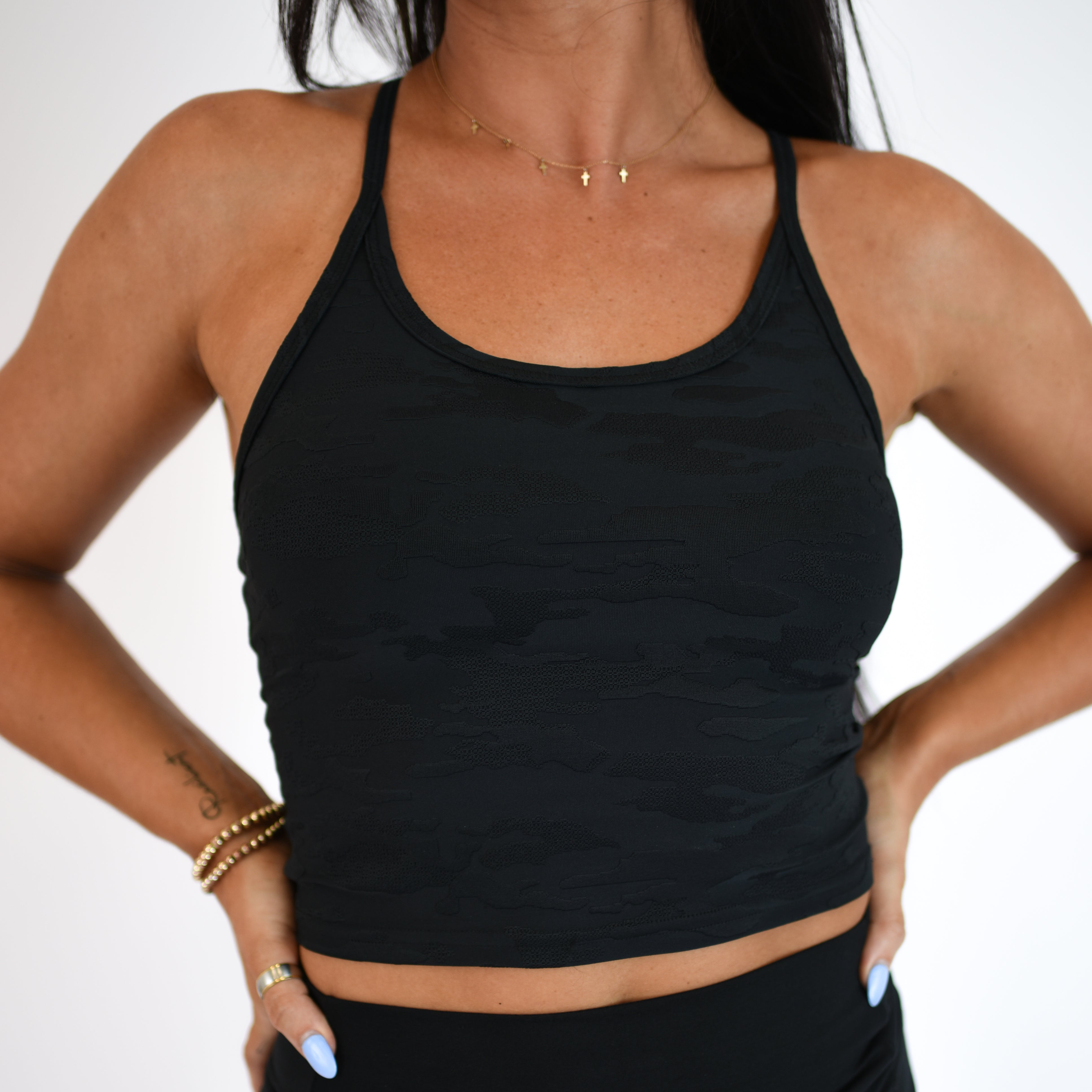 Black Pointelle Crop Tank - Switch Up