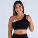 Black Ribbed One Shoulder Sports Bra - Sylvie