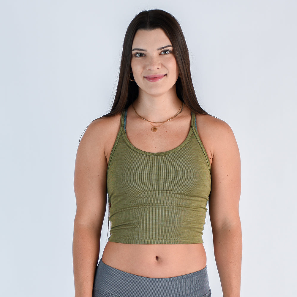 Stone Green Ribbed Crop Tank - Switch Up