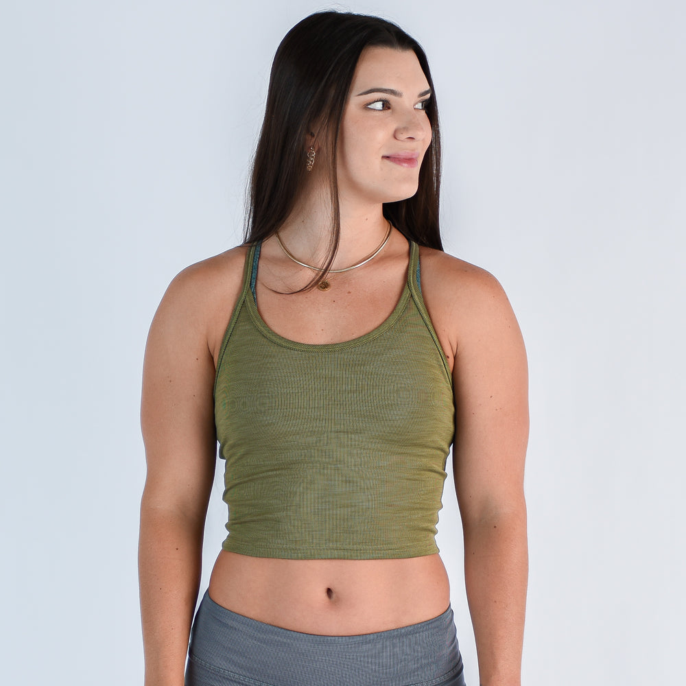 Stone Green Ribbed Crop Tank - Switch Up