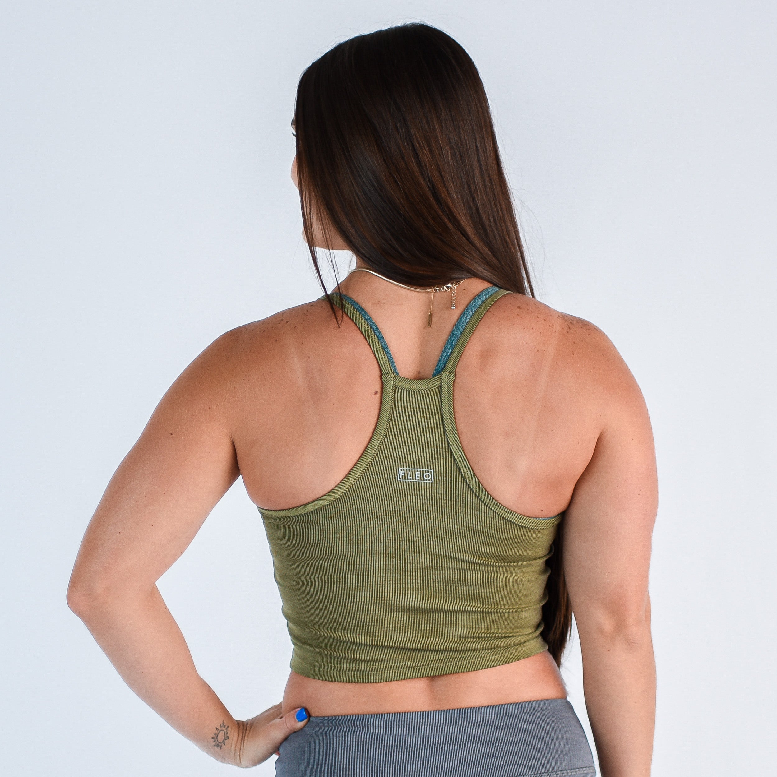 Stone Green Ribbed Crop Tank - Switch Up