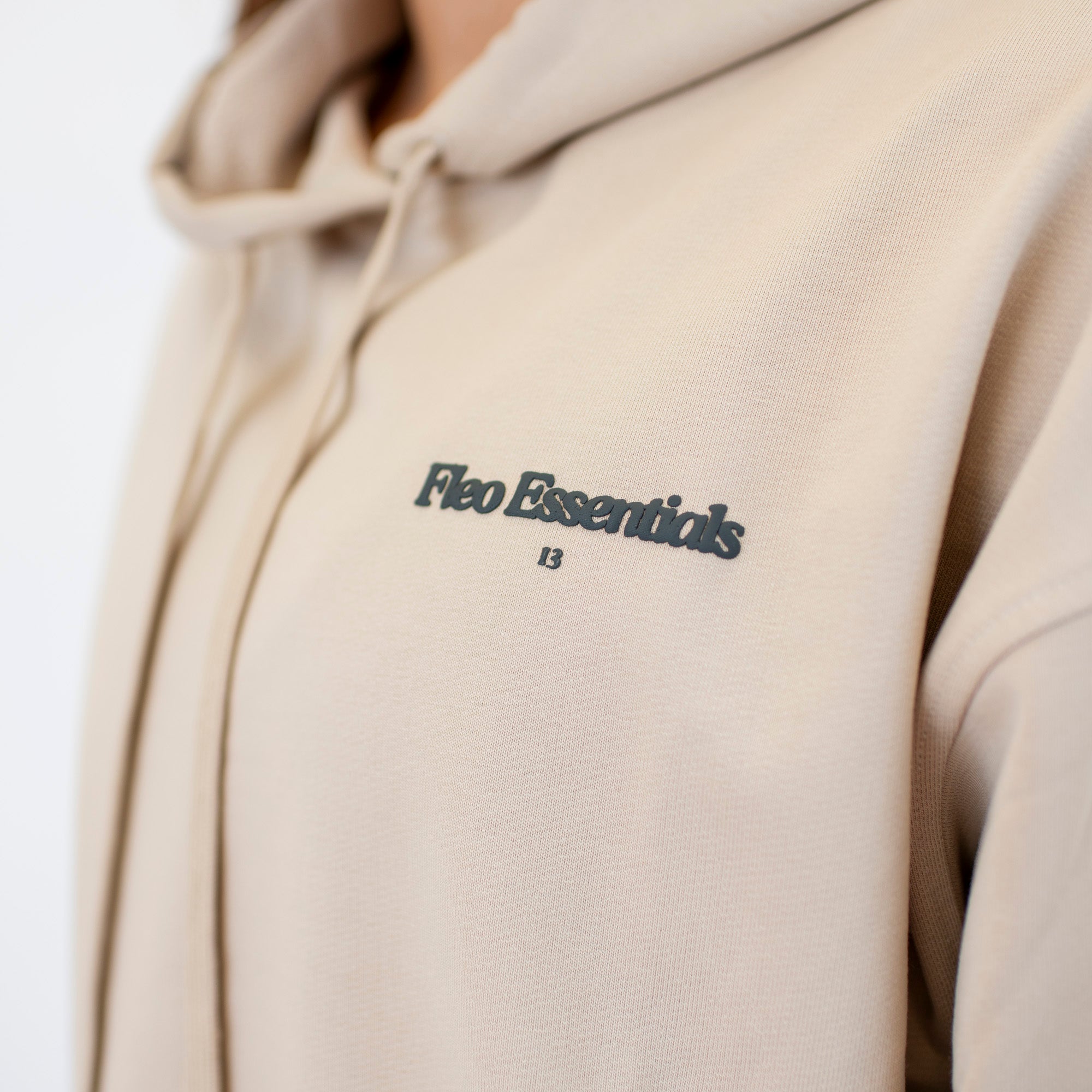 Crop Hoodie Sweatshirt | Sunday Funday | Beige