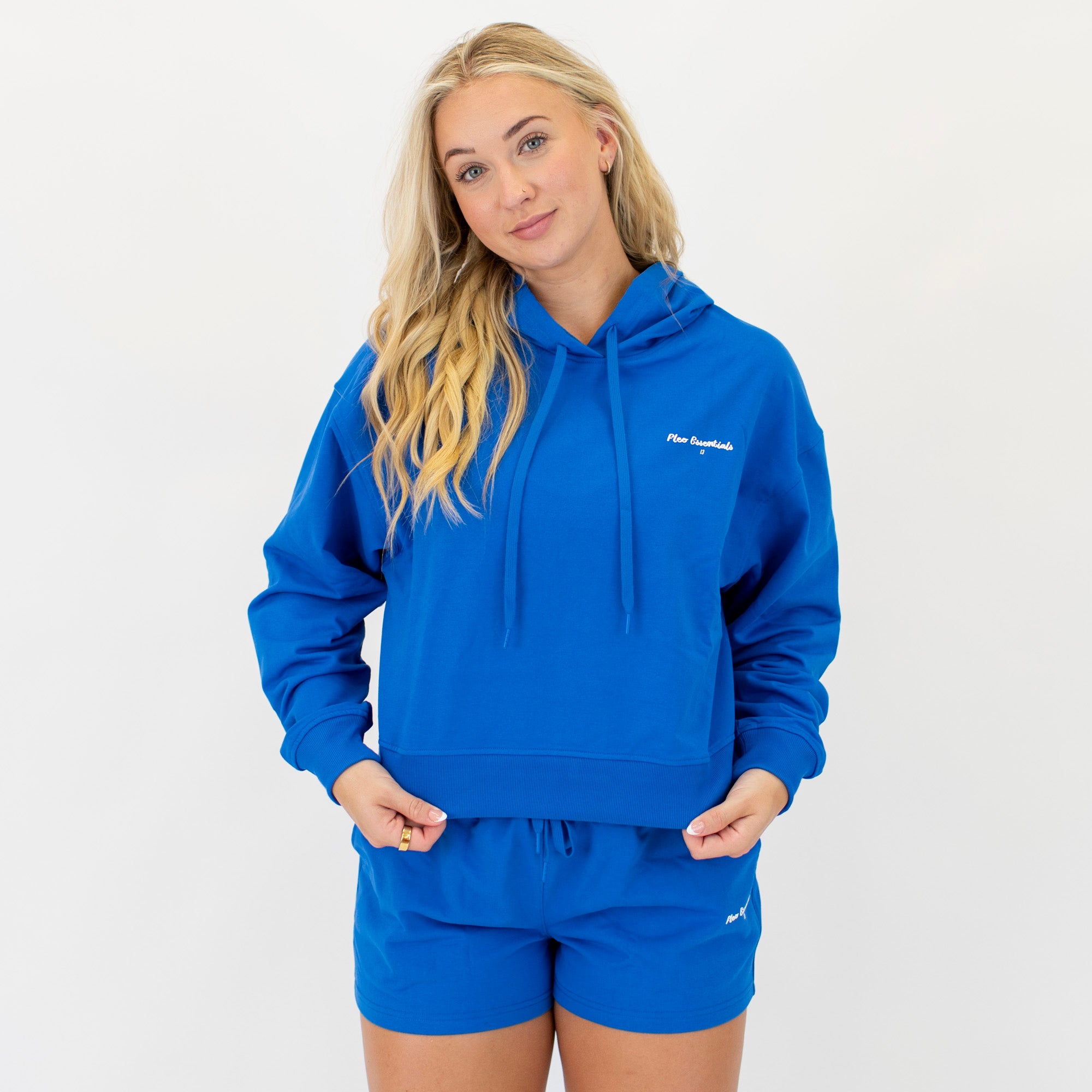 Crop Hoodie Sweatshirt | Sunday Funday | Cobalt