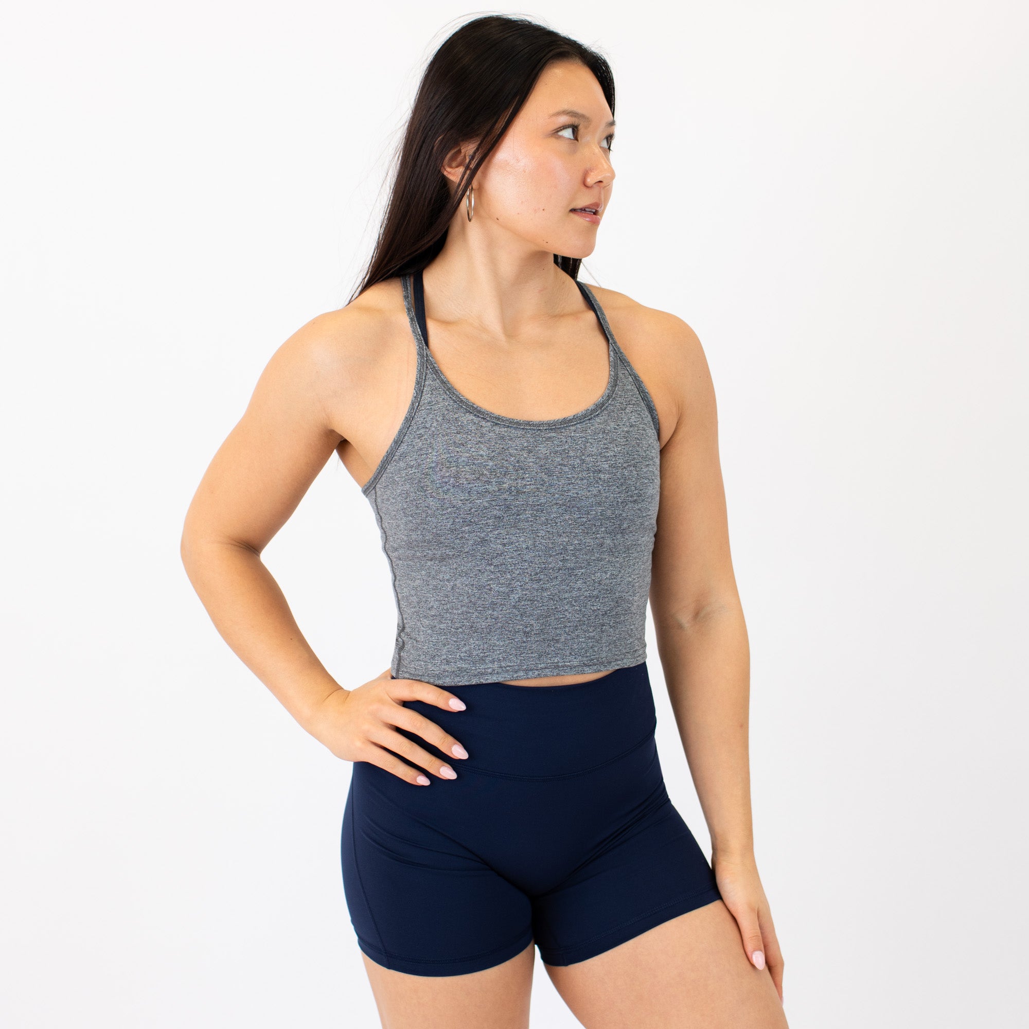 Heather Asphalt Switch Up Crop Tank - Fitted