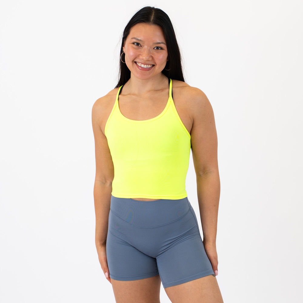 Neon Yellow Switch Up Crop Tank - Fitted