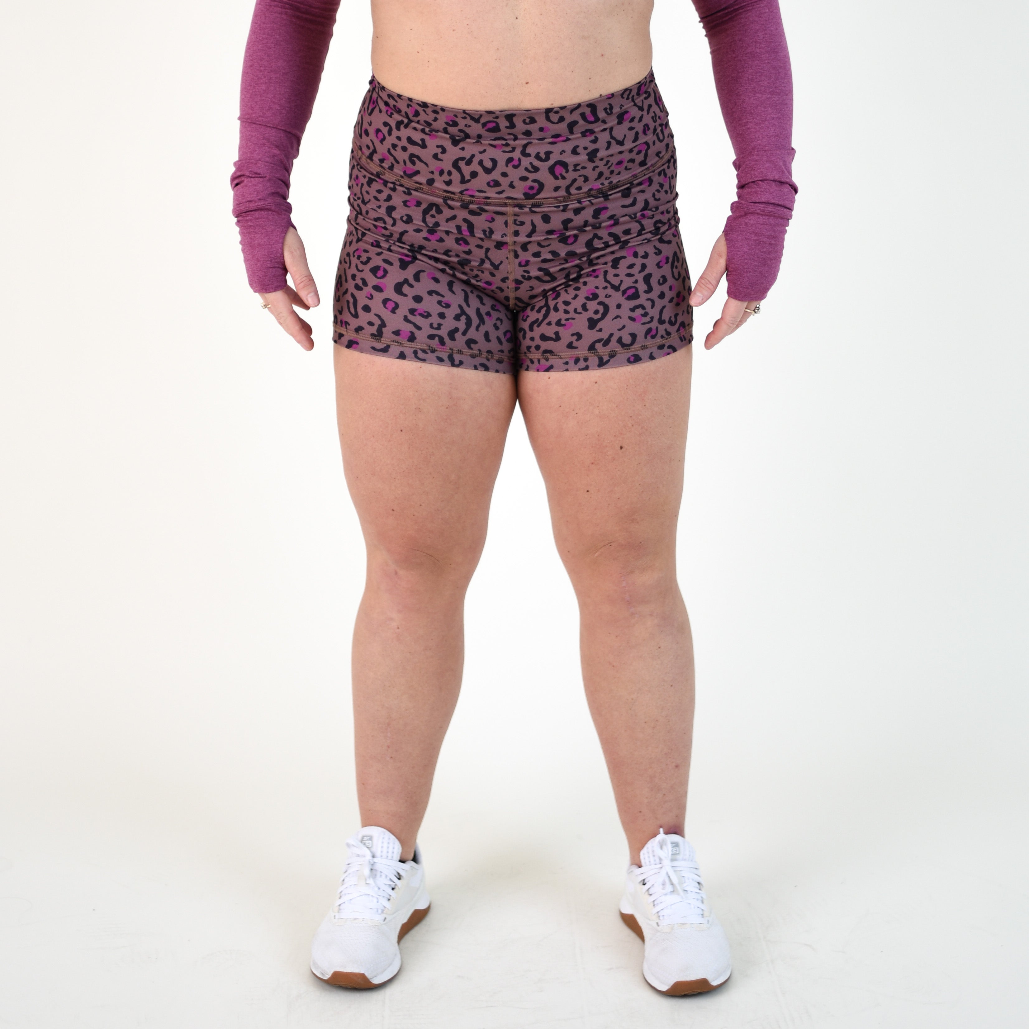 Nutmeg Leopard High Rise Spandex Shorts