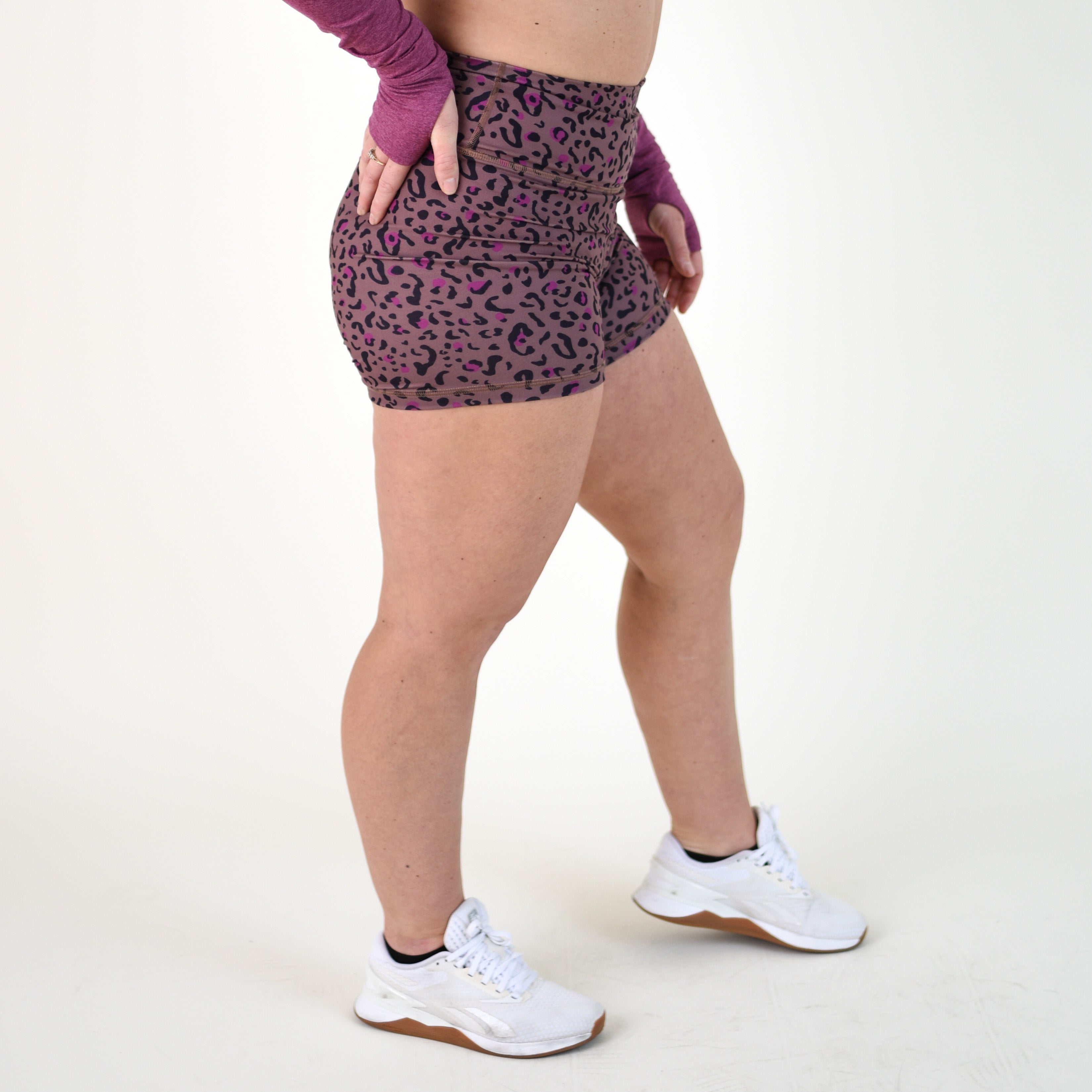 Nutmeg Leopard High Rise Spandex Shorts