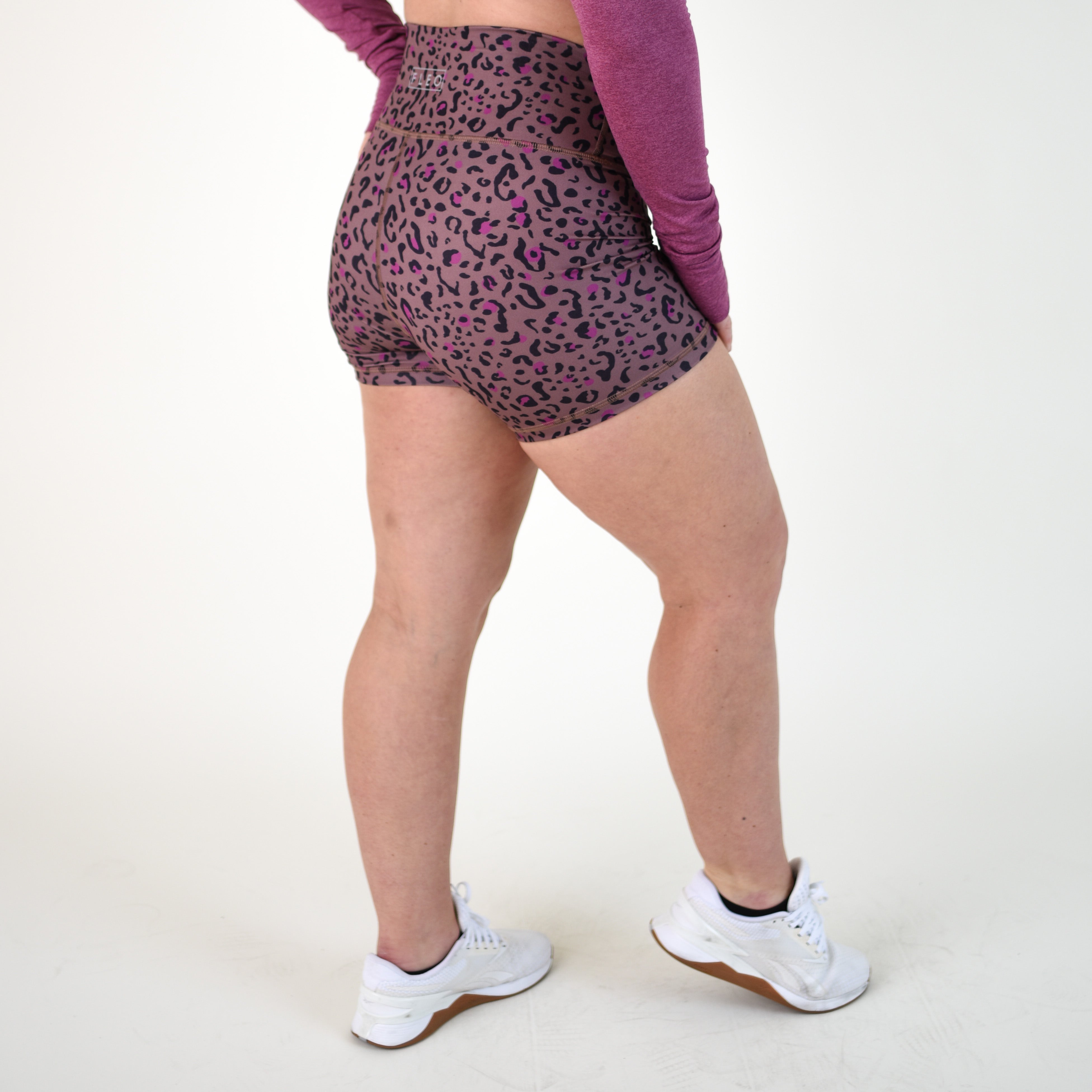 Nutmeg Leopard High Rise Spandex Shorts