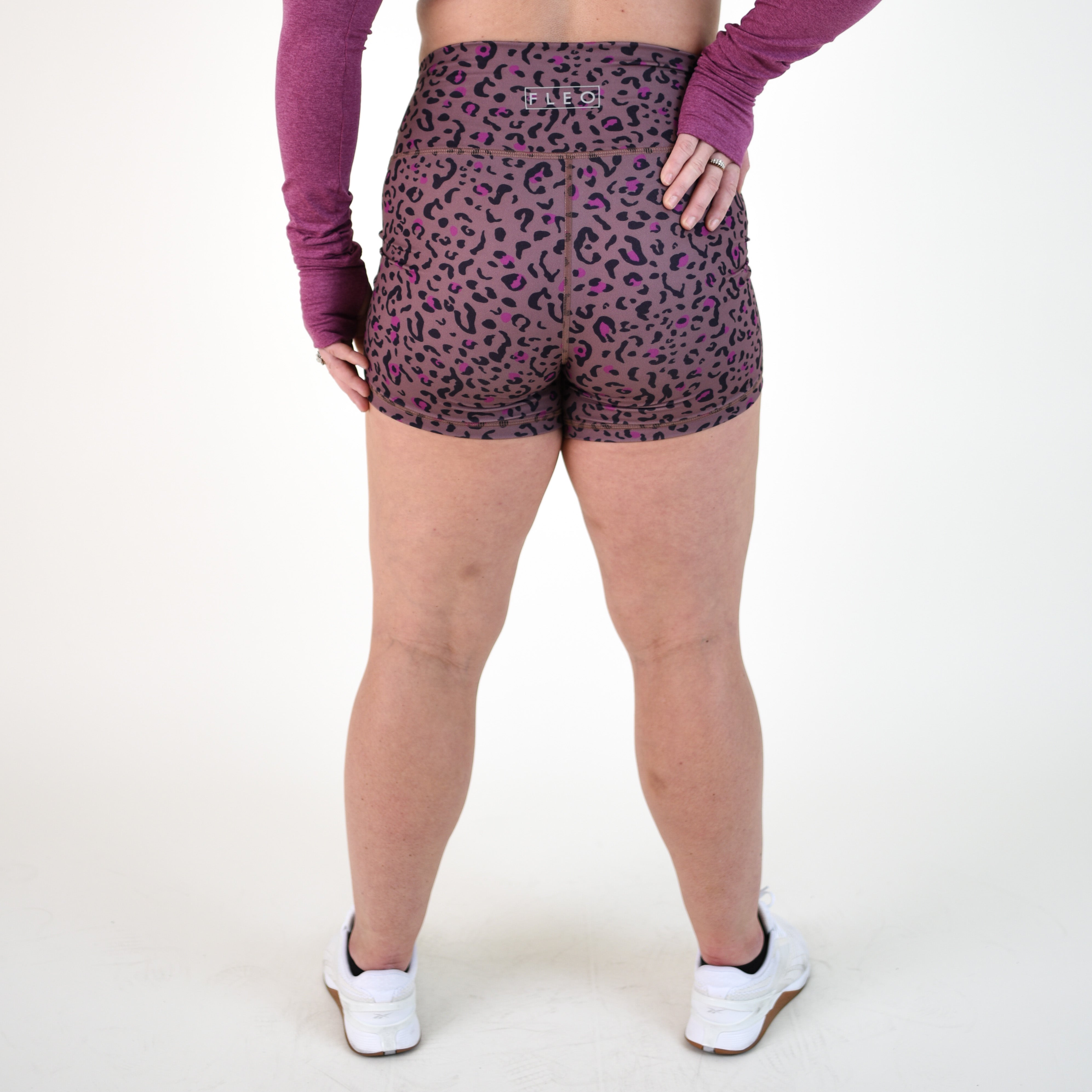 Nutmeg Leopard High Rise Spandex Shorts