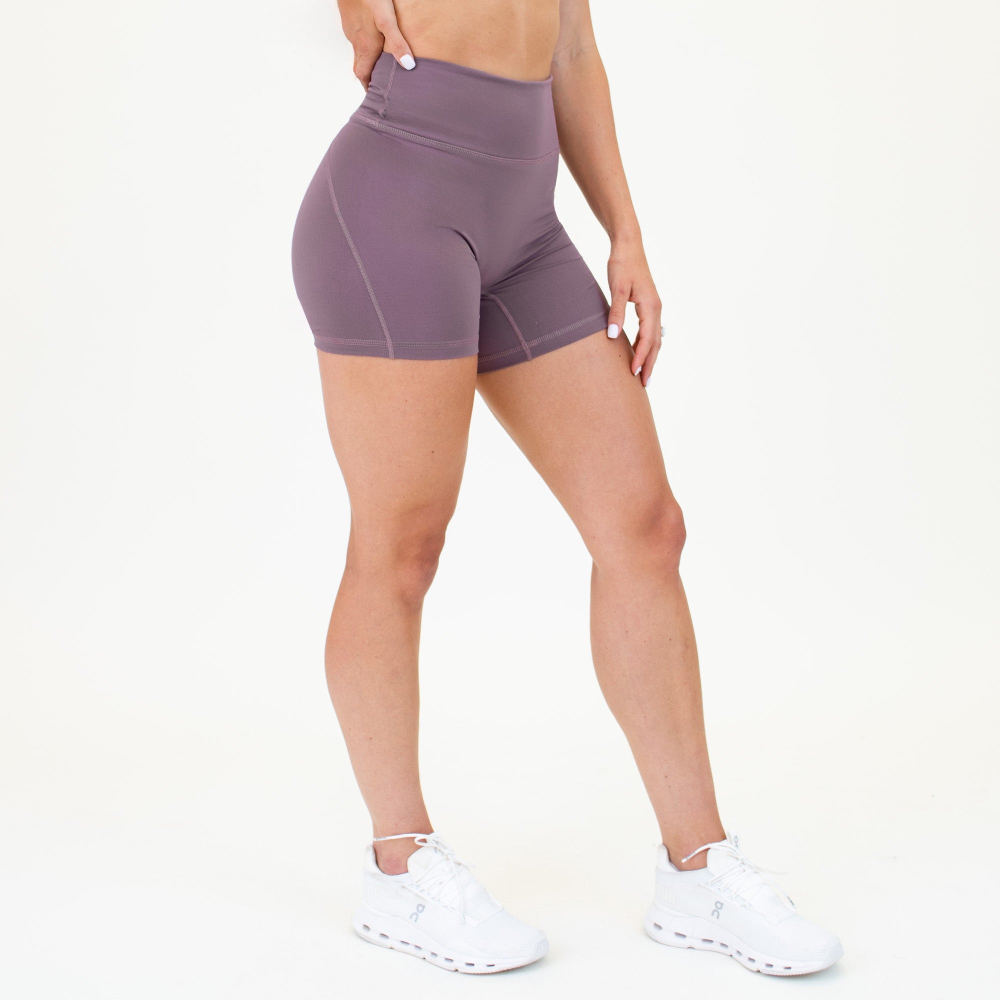 Twilight Mauve No Front Seam High Rise Spandex Shorts