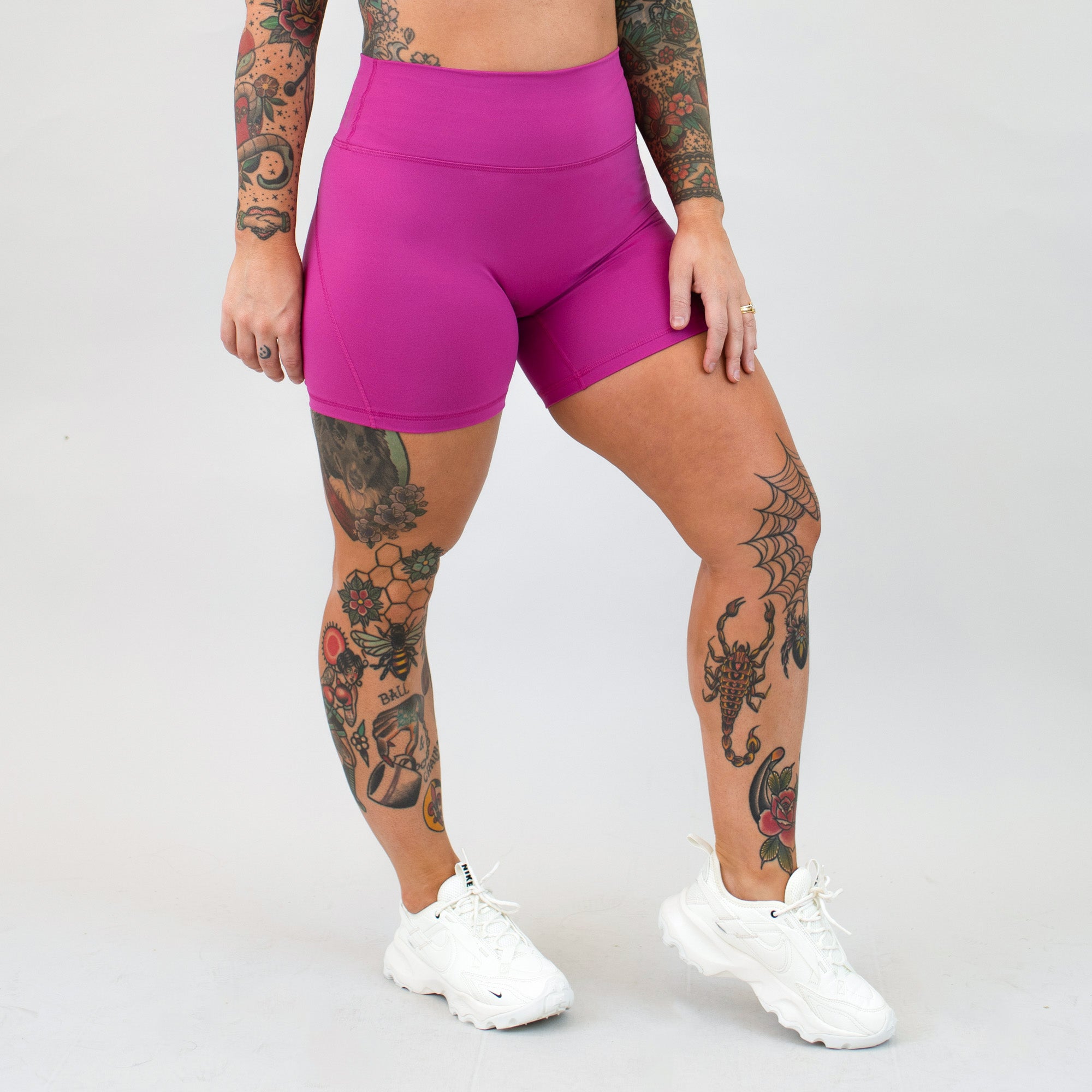 Fuchsia Red High Rise Spandex Shorts