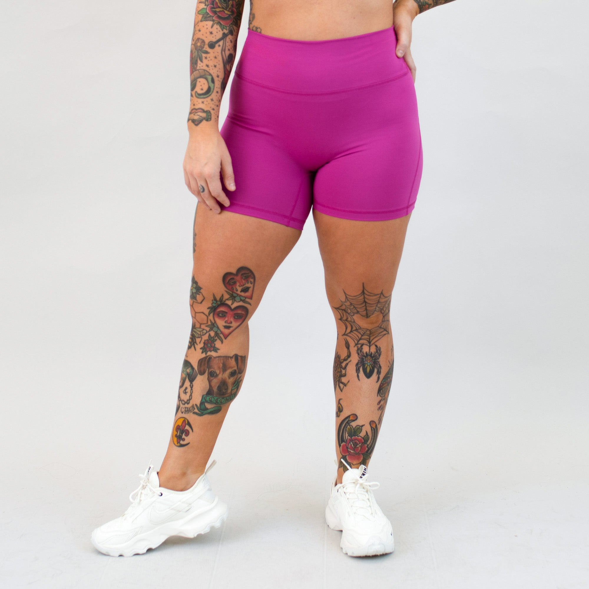 Fuchsia Red High Rise Spandex Shorts