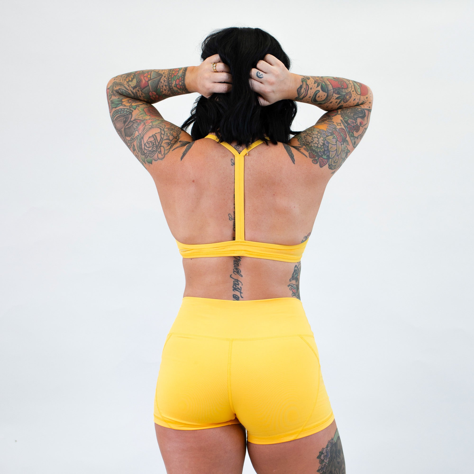 Daffodil Yellow Athletic Sports Bra - Reinette Micro by FLEO