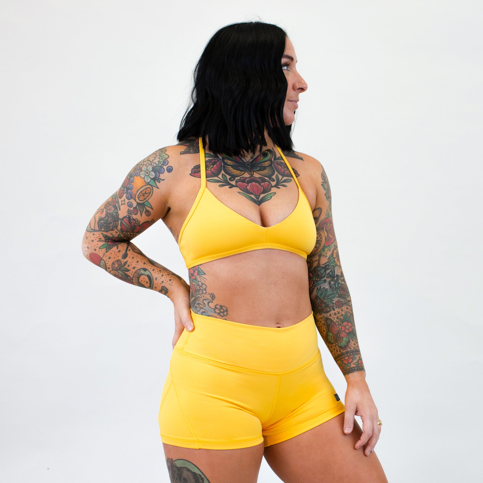 Daffodil Yellow Athletic Sports Bra - Reinette Micro by FLEO