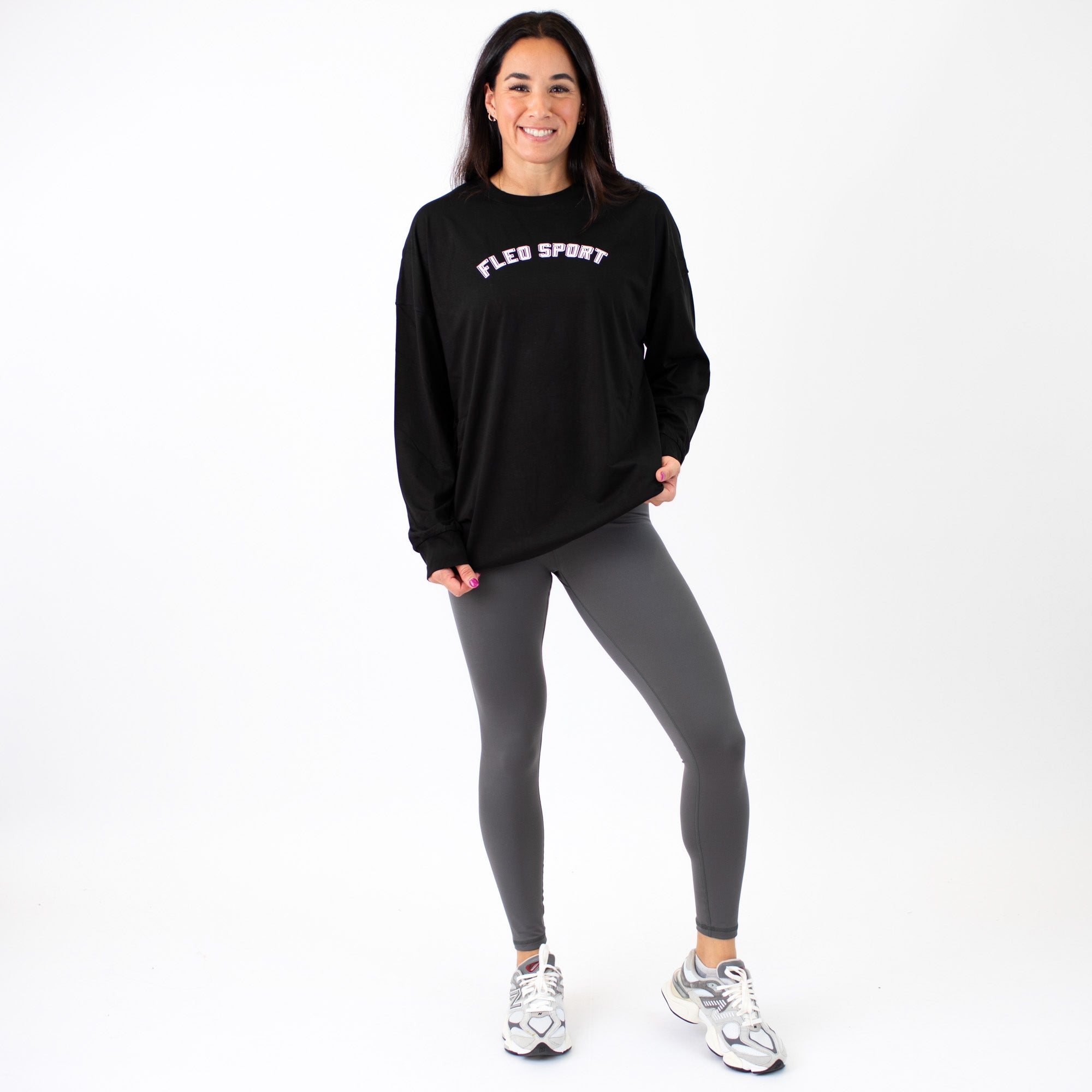 Affinity Oversized Long Sleeve T - Black FLEO Sport