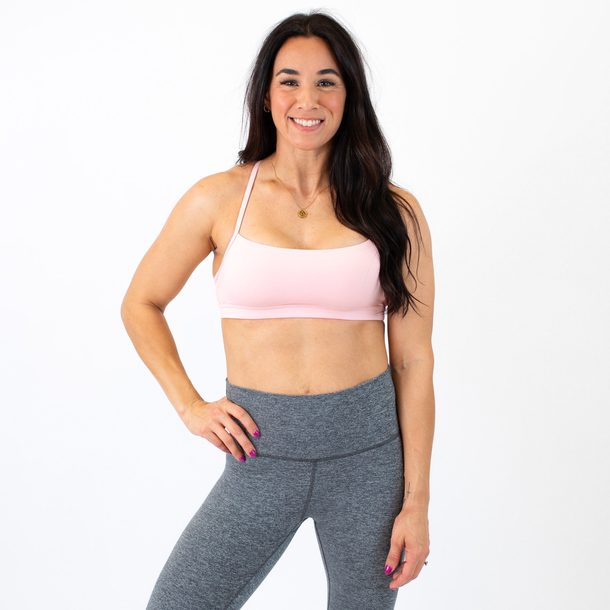 X Back Sports Bra - Chloe in Strawberry Cream