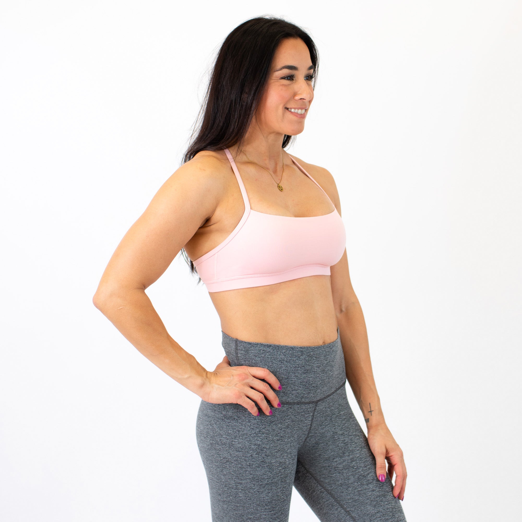 X Back Sports Bra - Chloe in Strawberry Cream