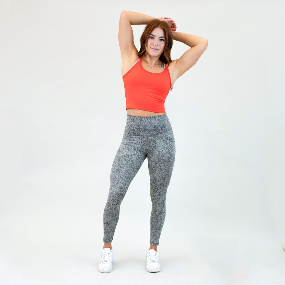 Granite Gray Micro Leopard Super High Leggings - Bounce Fabric